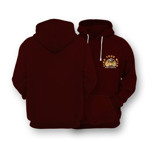 Embroidered Sustainable Hoodie - Find Your Wild - Burgundy