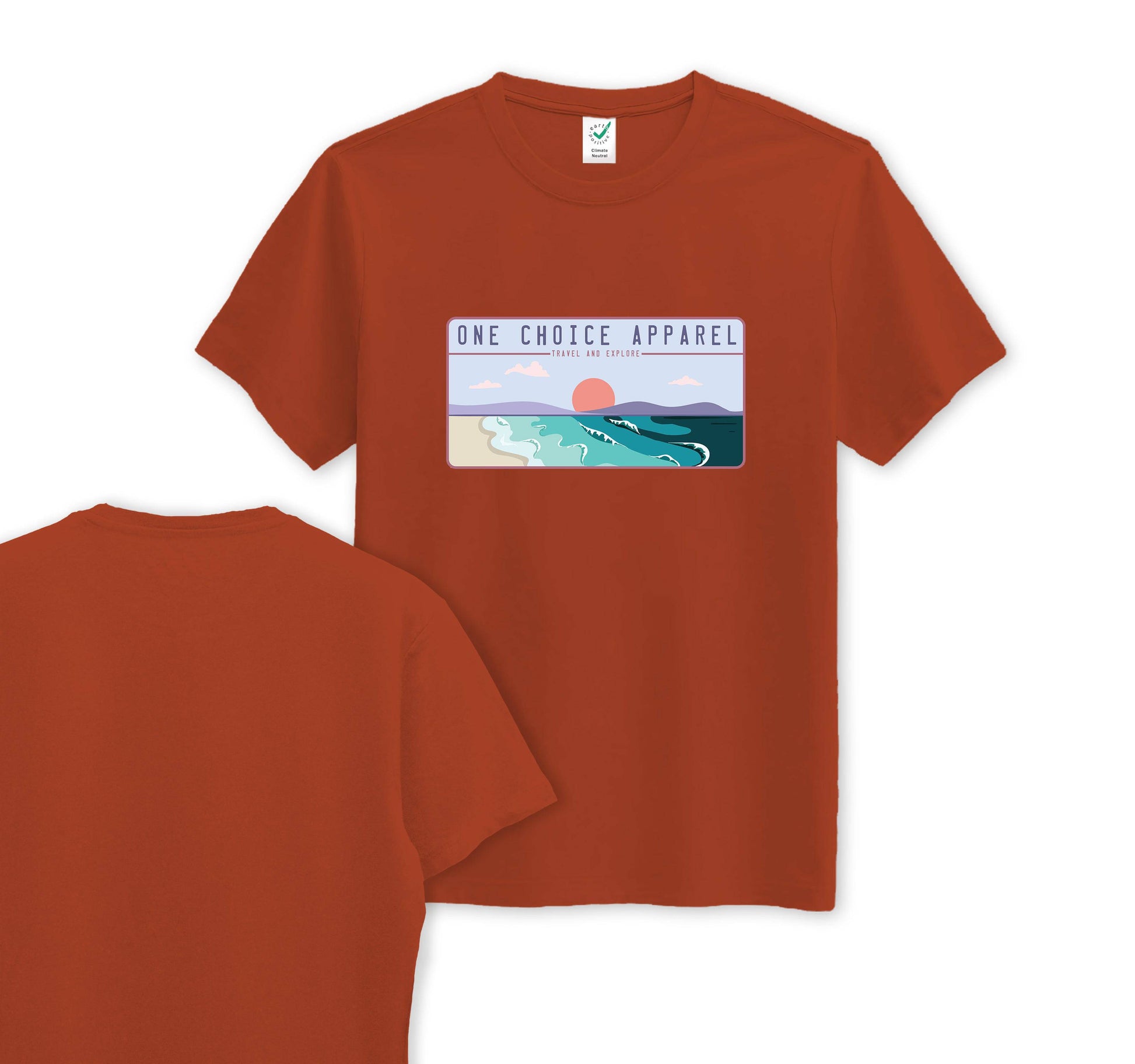 Beach Scene - Organic Cotton Tee - Front Print - One Choice Apparel