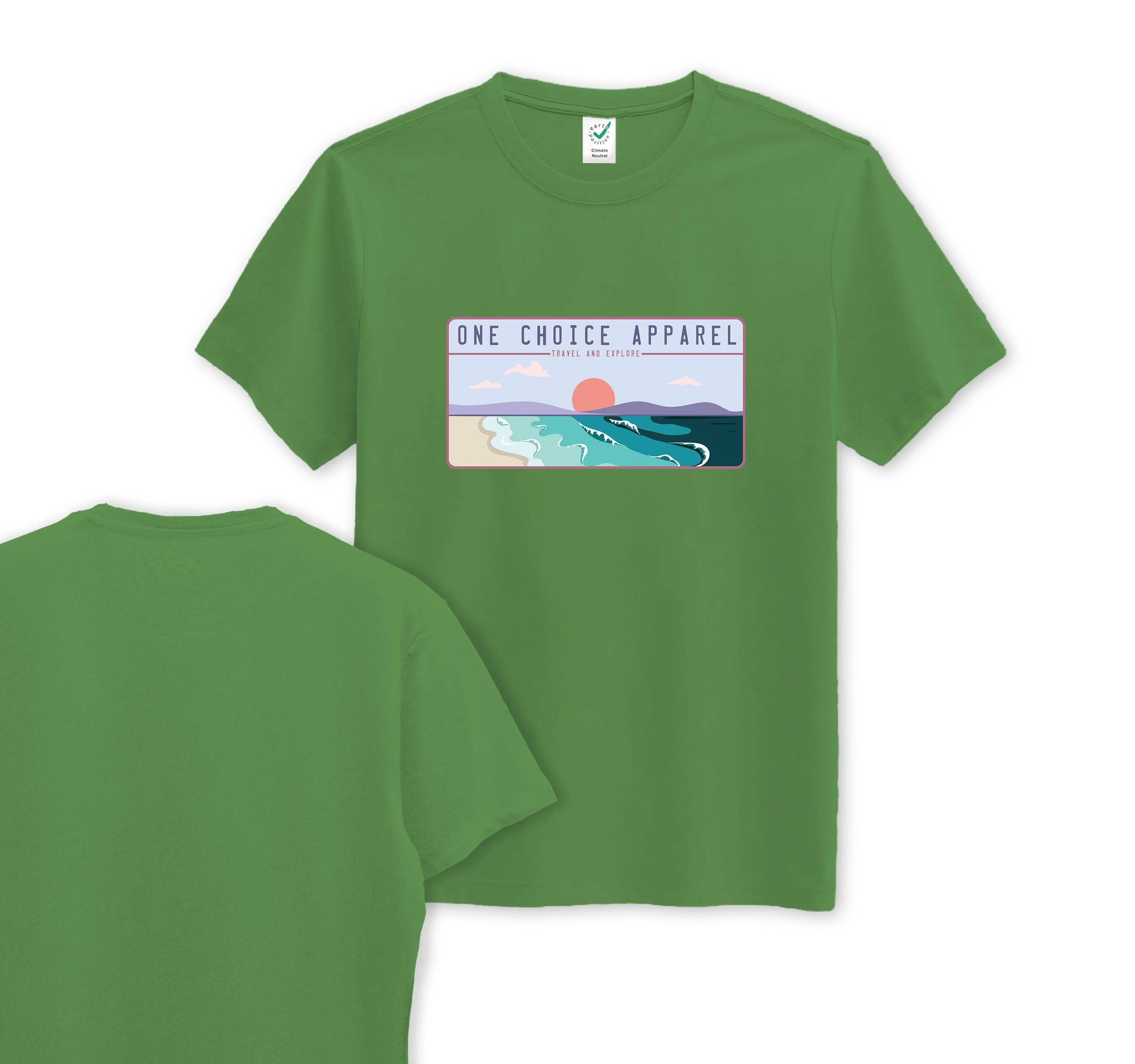 Beach Scene - Organic Cotton Tee - Front Print - One Choice Apparel