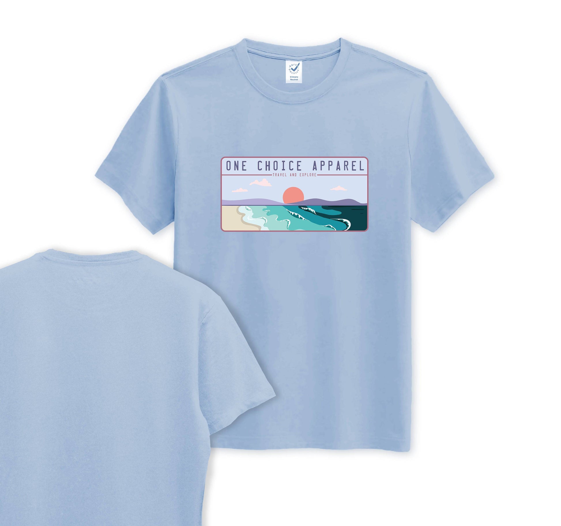 Beach Scene - Organic Cotton Tee - Front Print - One Choice Apparel