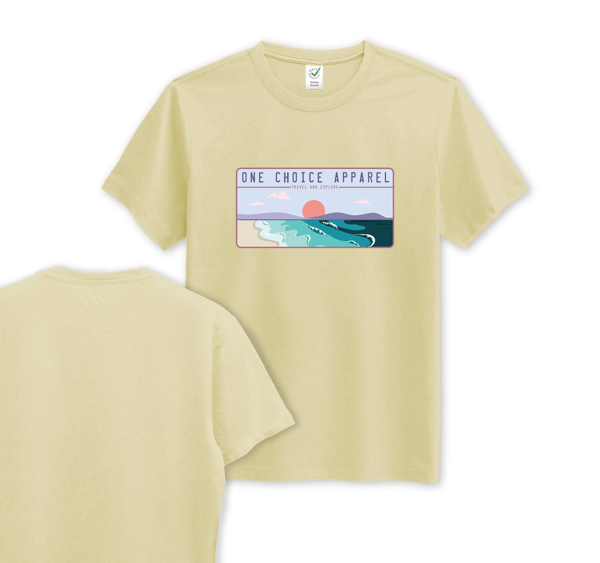 Beach Scene - Organic Cotton Tee - Front Print - One Choice Apparel