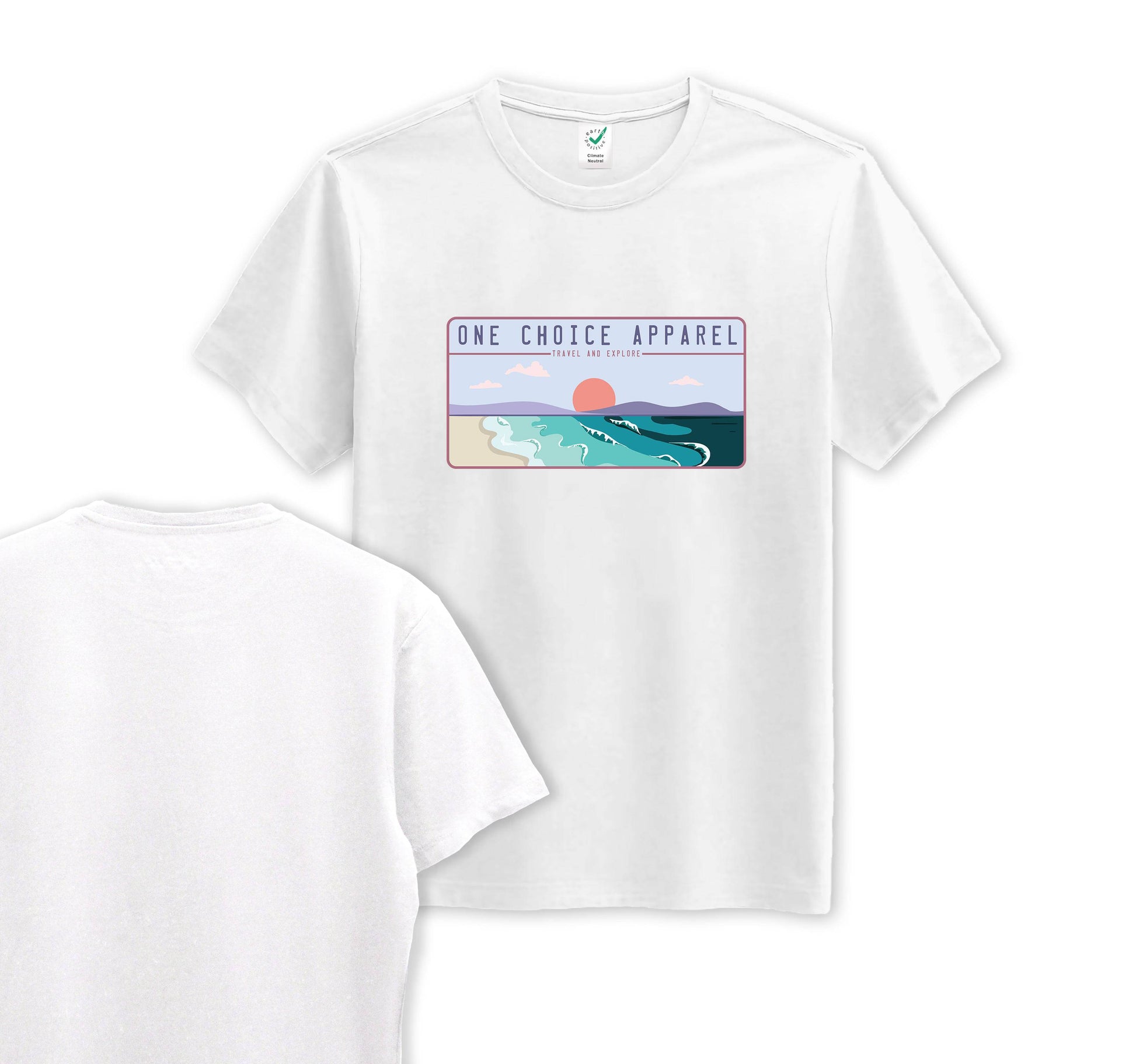 Beach Scene - Organic Cotton Tee - Front Print - One Choice Apparel