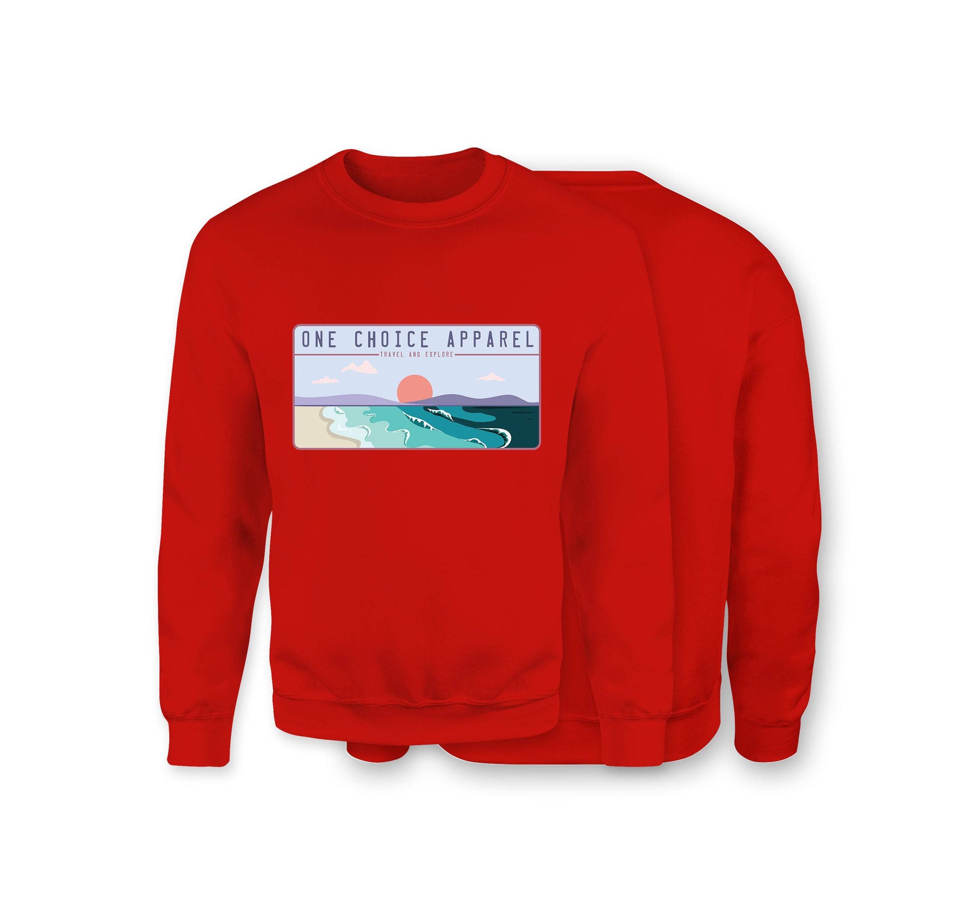 Beach Scene Sweatshirt - Organic Cotton Sweatshirt - Front Print - One Choice Apparel
