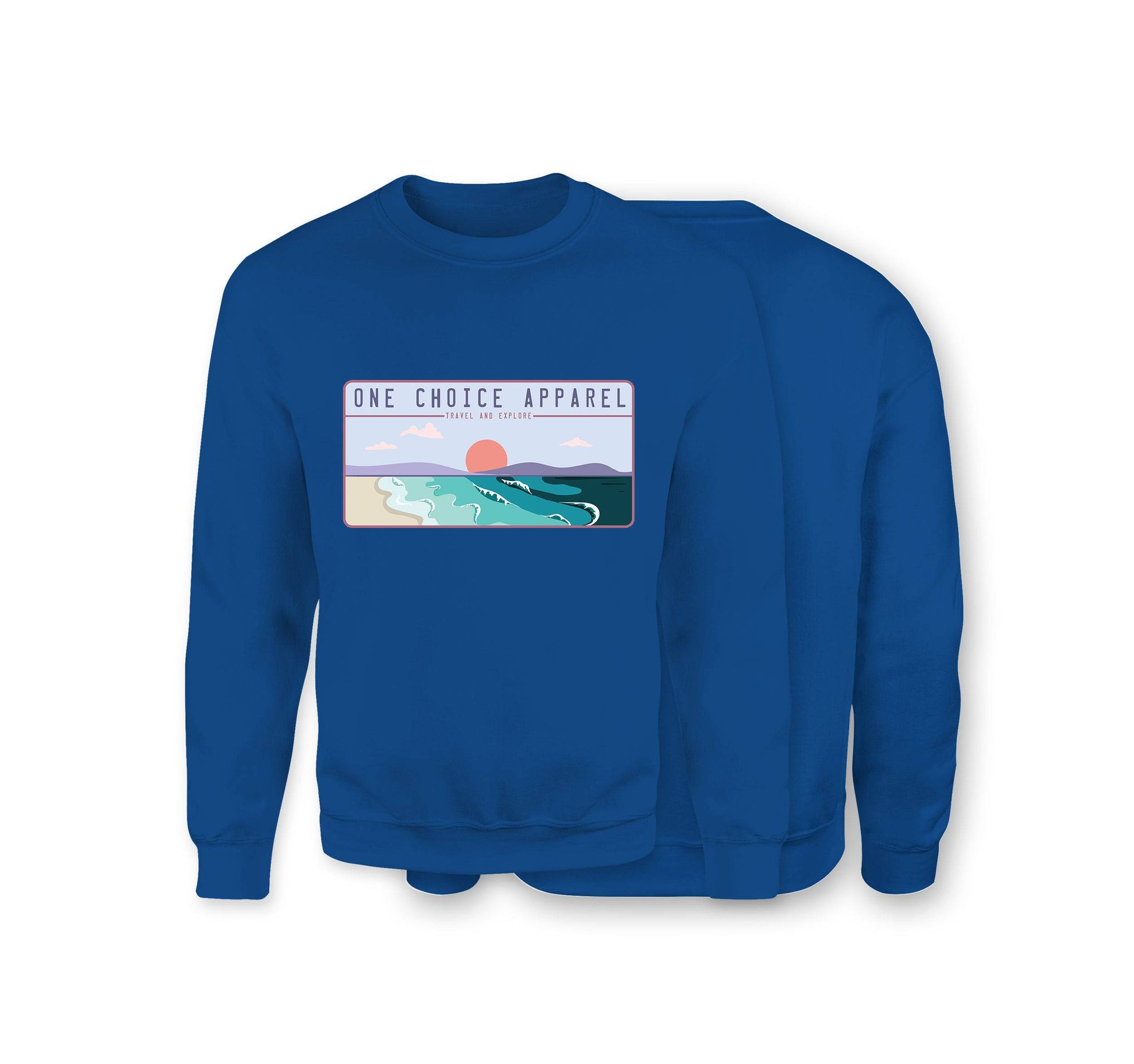 Beach Scene Sweatshirt - Organic Cotton Sweatshirt - Front Print - One Choice Apparel