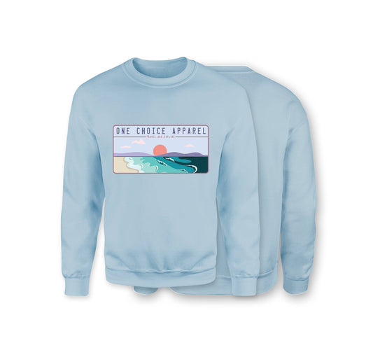 Beach Scene Sweatshirt - Organic Cotton Sweatshirt - Front Print - One Choice Apparel