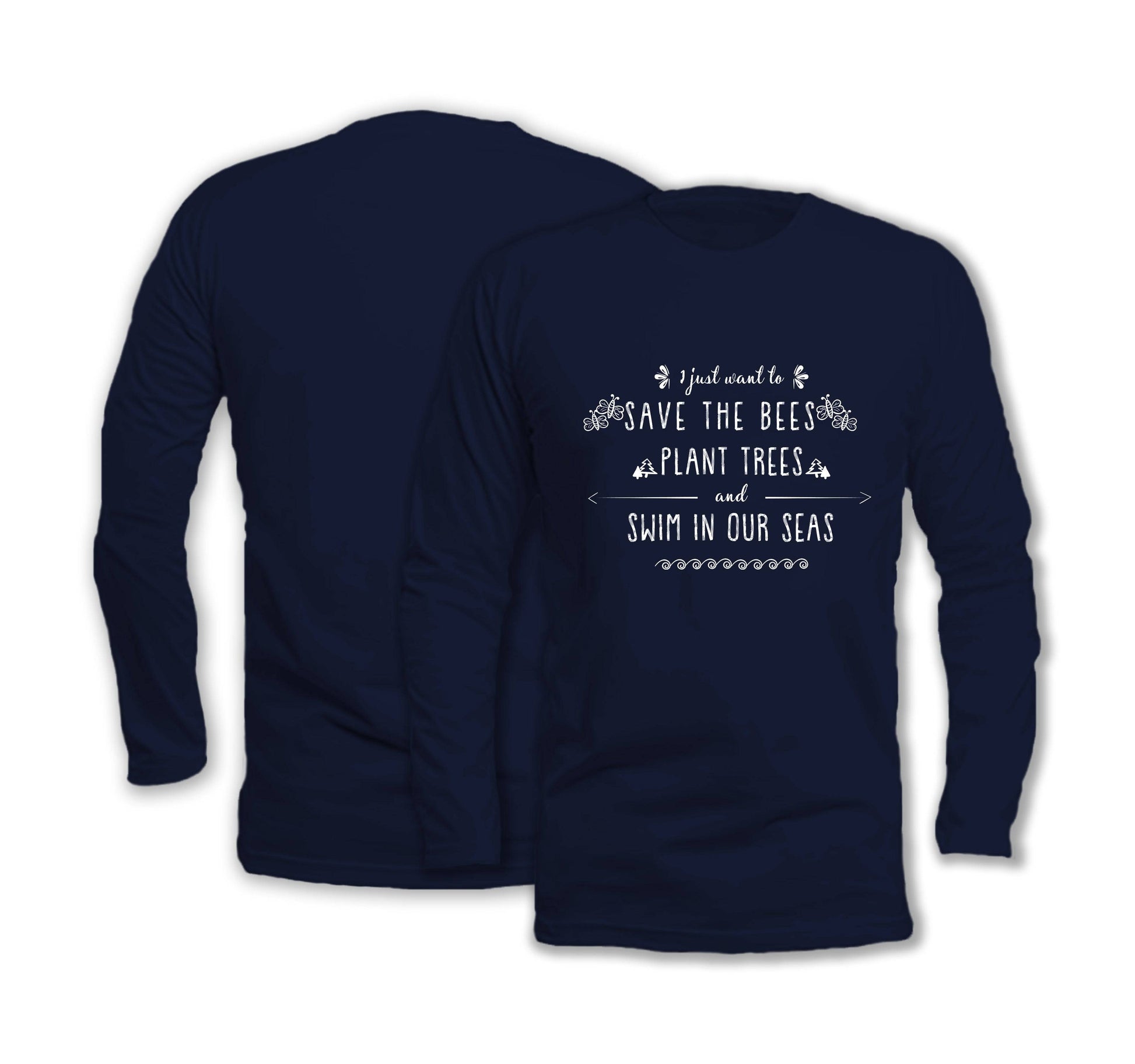 Bees, Trees & Seas - Long Sleeve Organic Cotton T-Shirt - One Choice Apparel