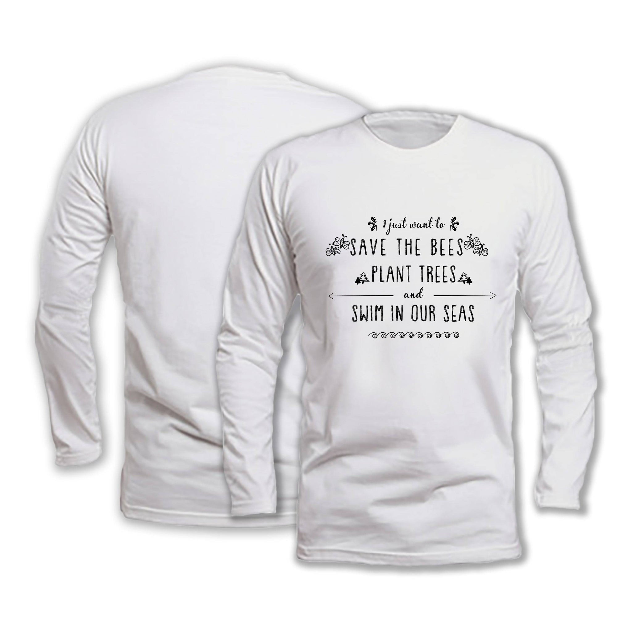 Bees, Trees & Seas - Long Sleeve Organic Cotton T-Shirt - One Choice Apparel