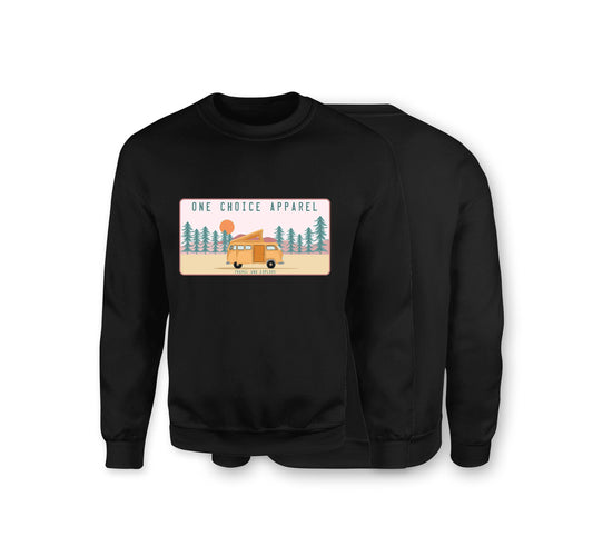 Campervan Scene Sweatshirt - Organic Cotton Sweatshirt - Front Print - One Choice Apparel
