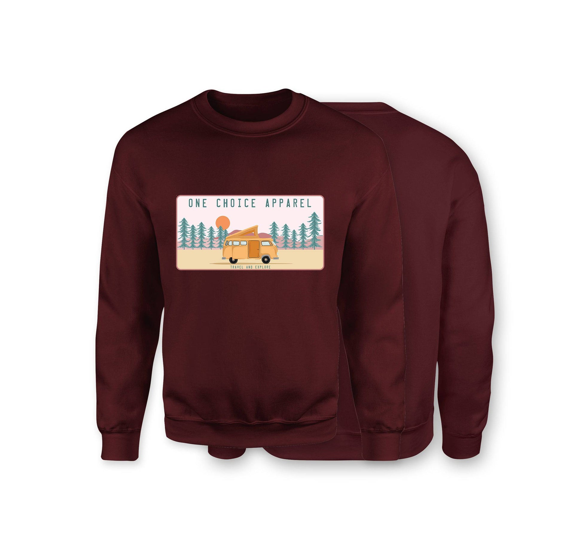 Campervan Scene Sweatshirt - Organic Cotton Sweatshirt - Front Print - One Choice Apparel