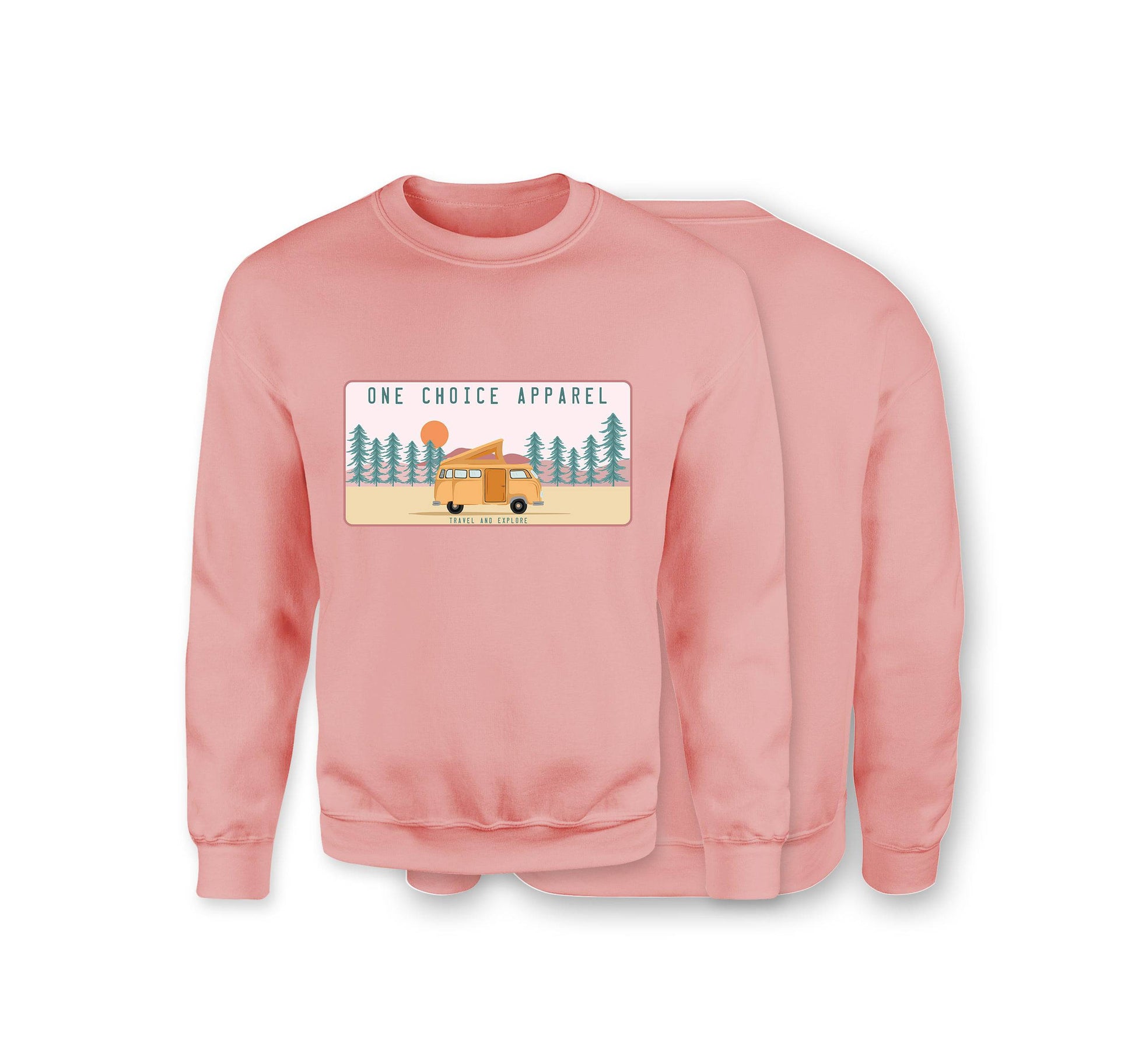 Campervan Scene Sweatshirt - Organic Cotton Sweatshirt - Front Print - One Choice Apparel
