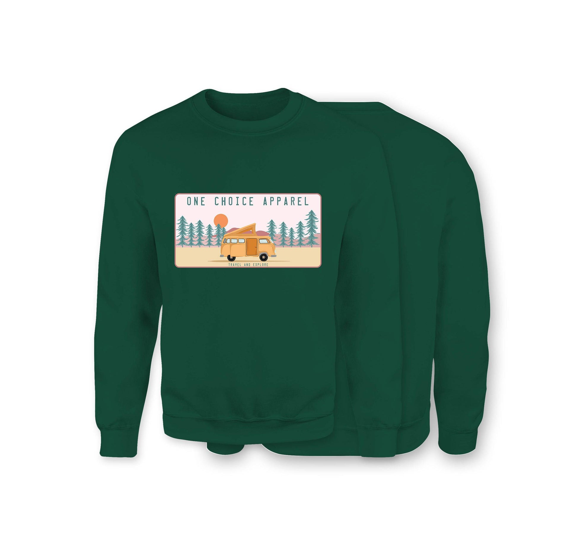 Campervan Scene Sweatshirt - Organic Cotton Sweatshirt - Front Print - One Choice Apparel