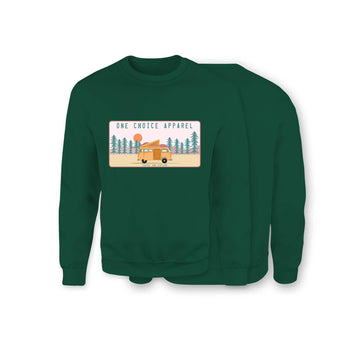 Campervan Scene Sweatshirt - Organic Cotton Sweatshirt - Front Print - One Choice Apparel