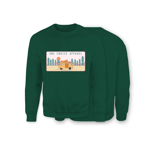 Campervan Scene Sweatshirt - Organic Cotton Sweatshirt - Front Print - One Choice Apparel