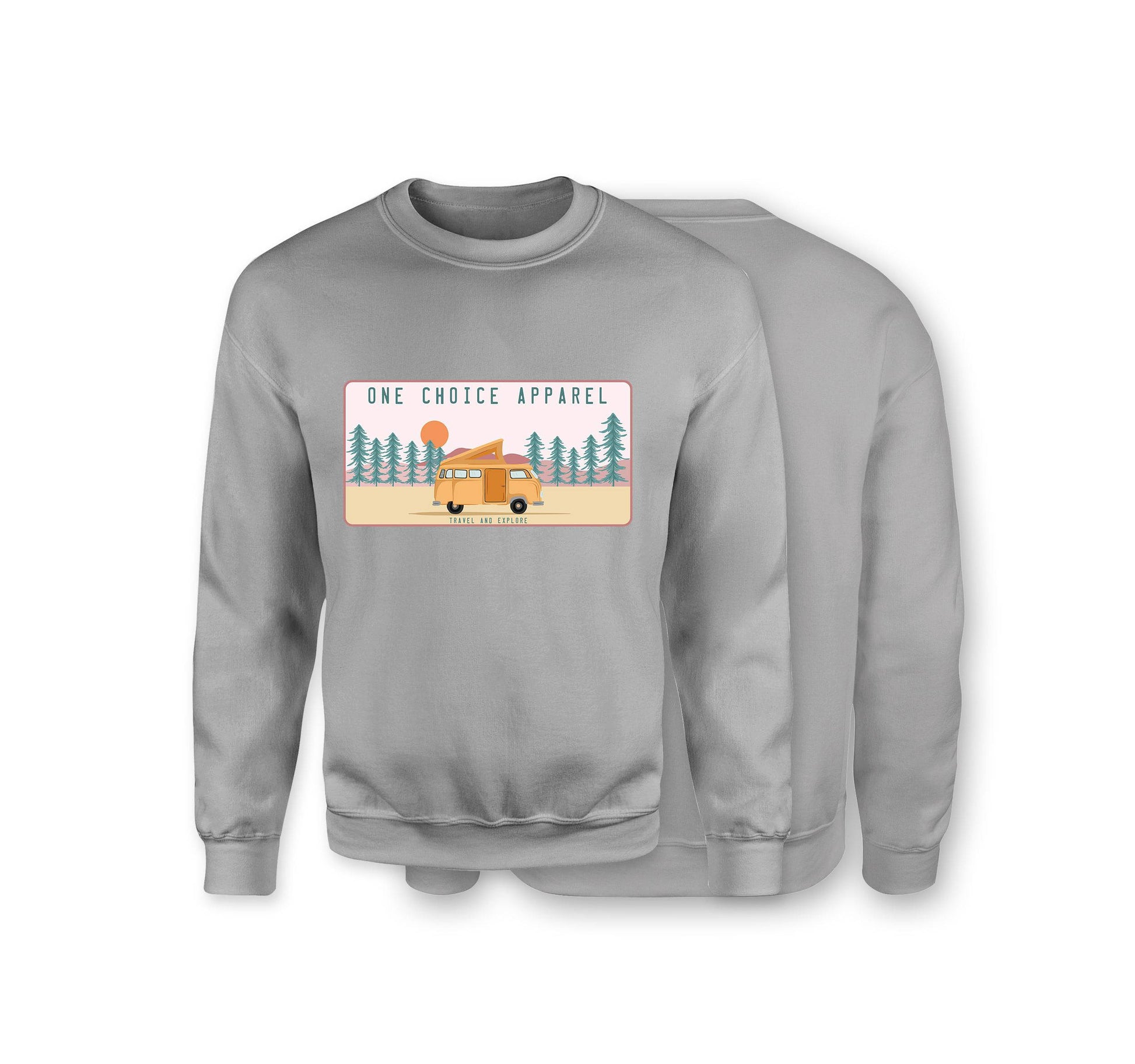 Campervan Scene Sweatshirt - Organic Cotton Sweatshirt - Front Print - One Choice Apparel