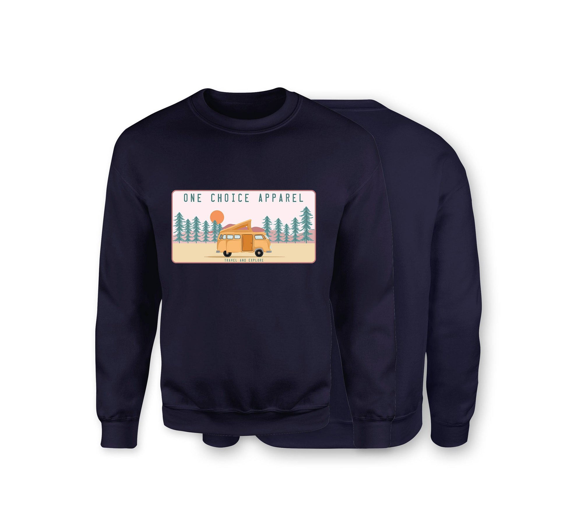 Campervan Scene Sweatshirt - Organic Cotton Sweatshirt - Front Print - One Choice Apparel