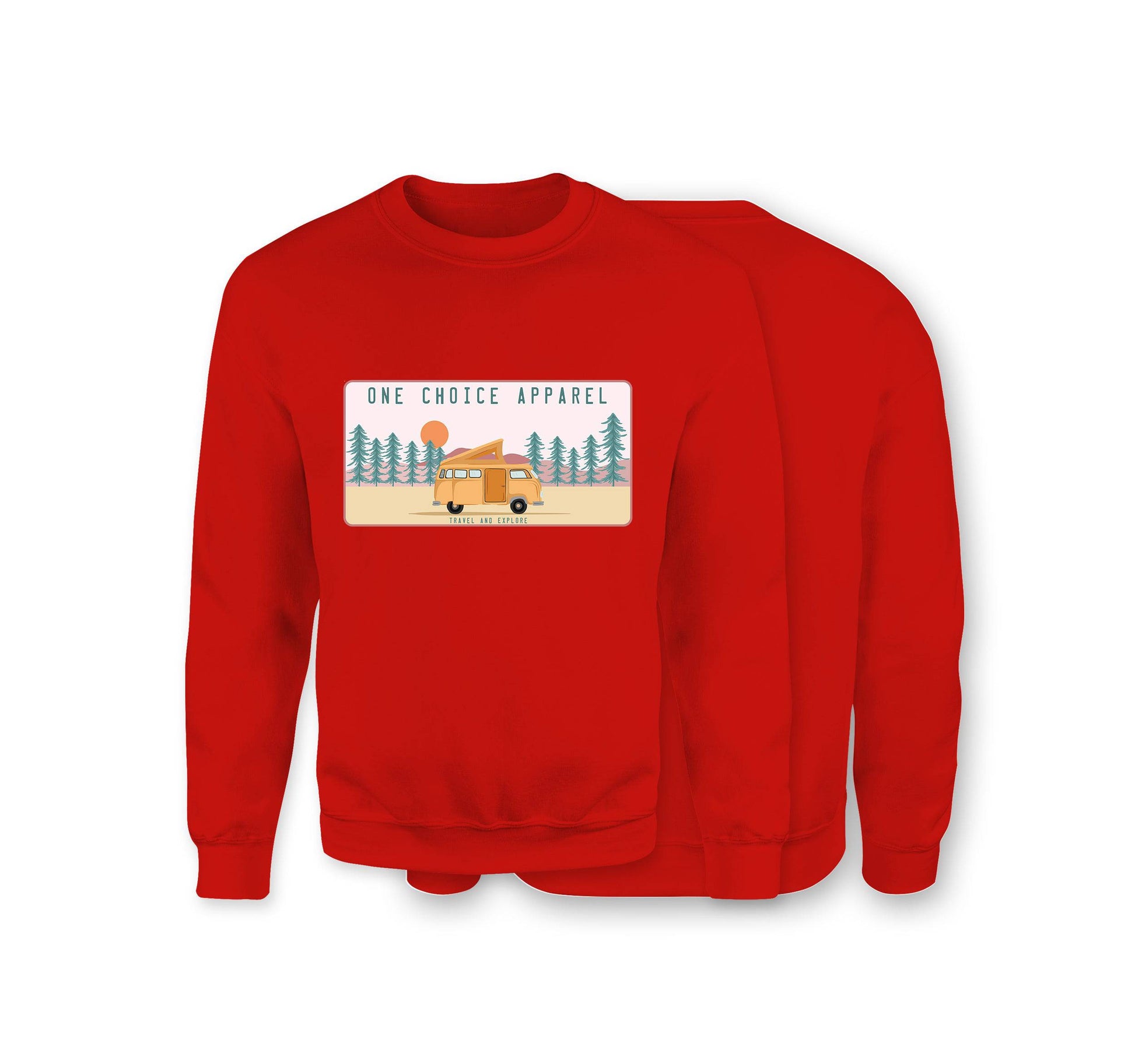 Campervan Scene Sweatshirt - Organic Cotton Sweatshirt - Front Print - One Choice Apparel