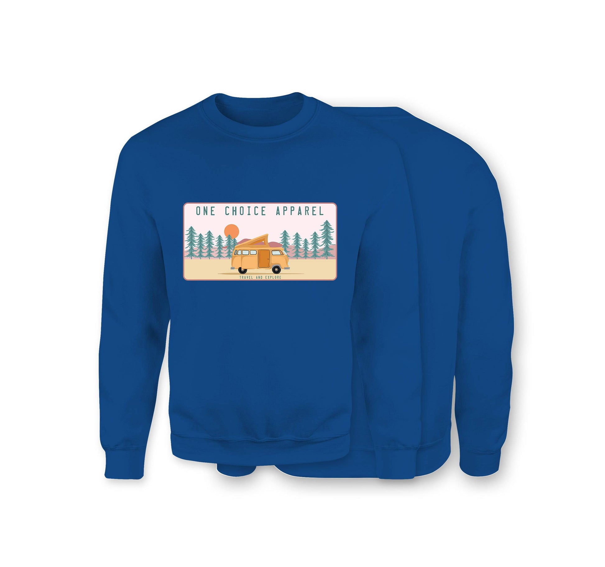 Campervan Scene Sweatshirt - Organic Cotton Sweatshirt - Front Print - One Choice Apparel