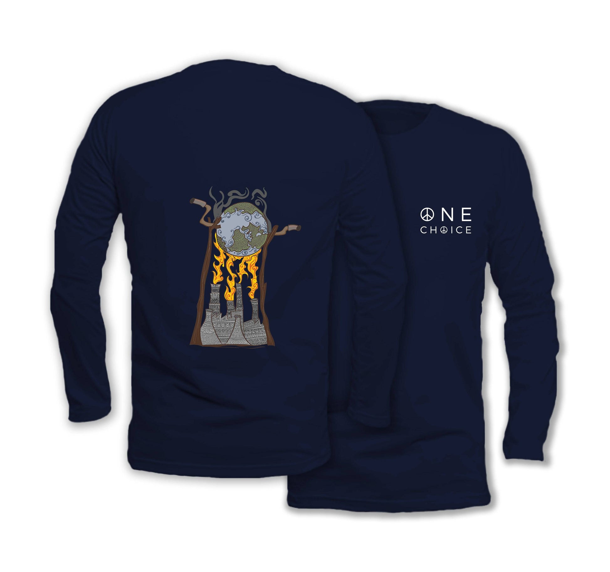 Earth Roast - Long Sleeve Organic Cotton T-Shirt - One Choice Apparel