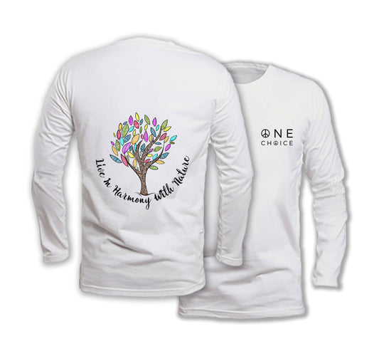 Live In Harmony - Long Sleeve Organic Cotton T-Shirt - One Choice Apparel
