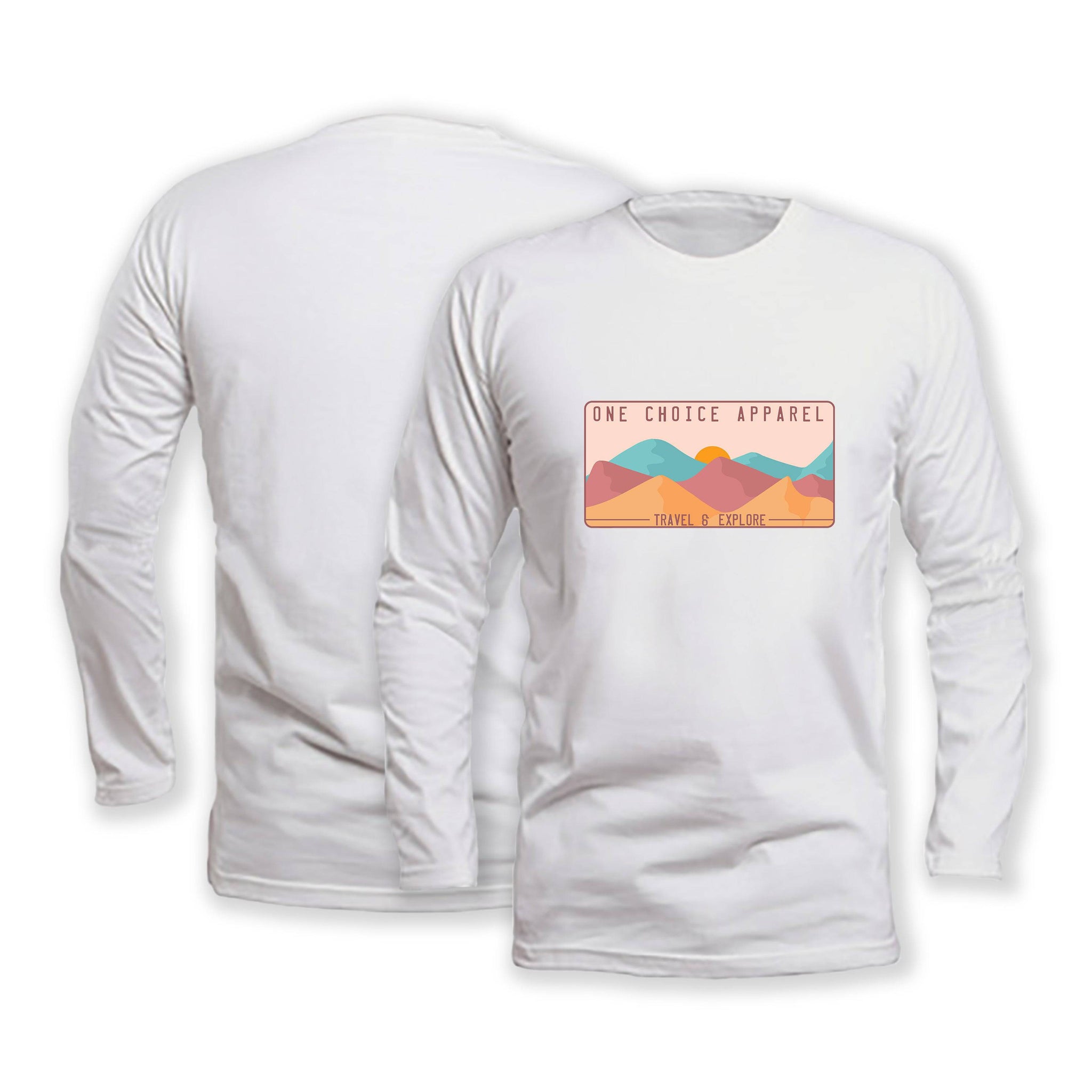 Mountain Scene - Long Sleeve Organic Cotton T-Shirt - Front Print - One Choice Apparel