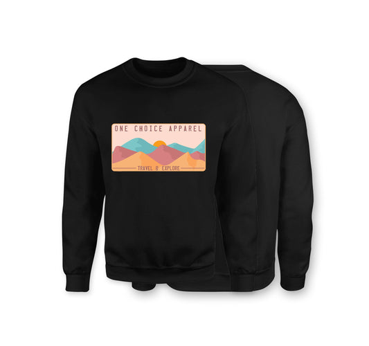 Mountain Scene Sweatshirt - Organic Cotton Sweatshirt - Front Print - One Choice Apparel