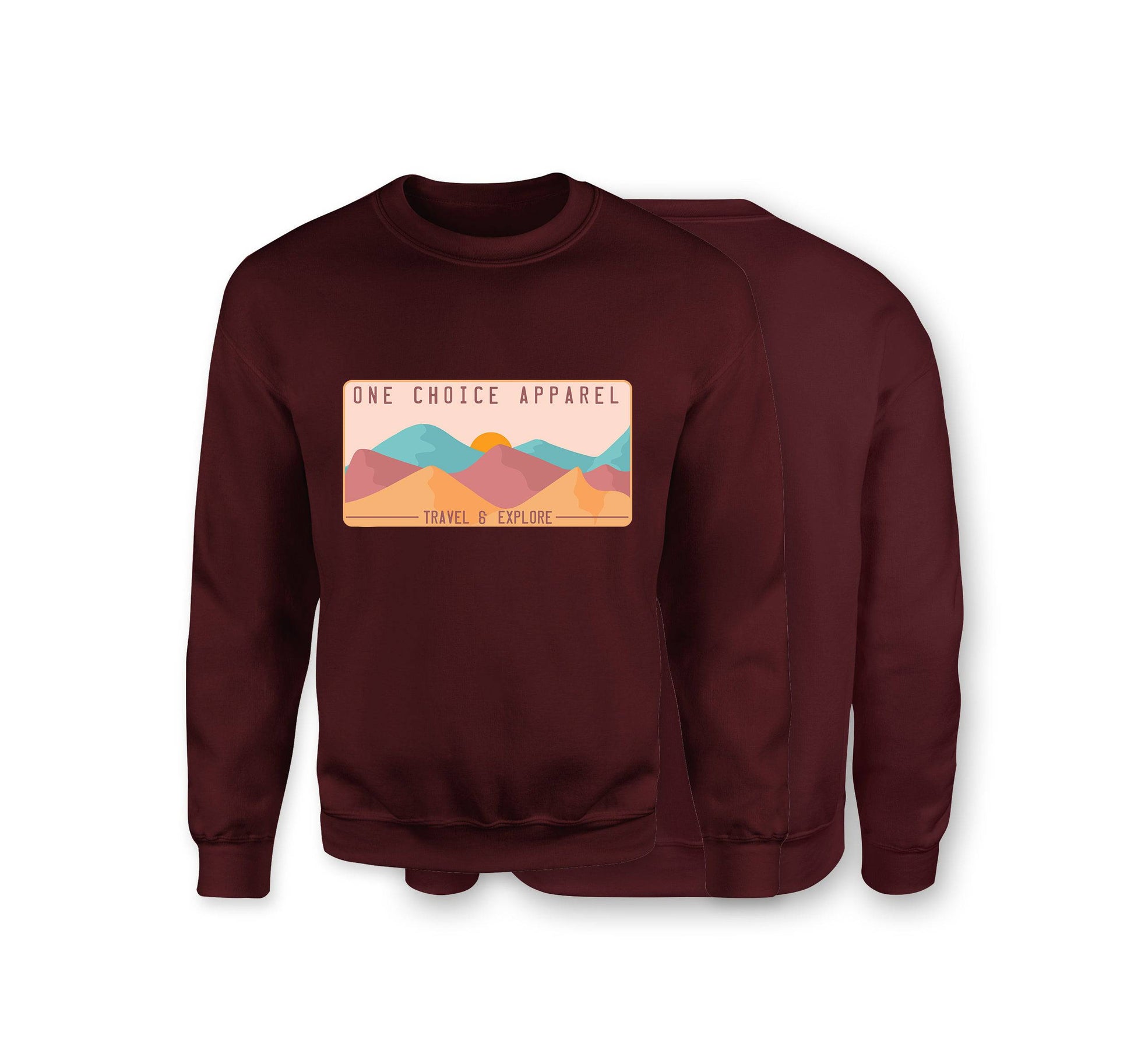 Mountain Scene Sweatshirt - Organic Cotton Sweatshirt - Front Print - One Choice Apparel