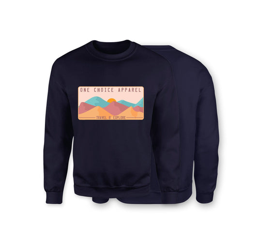 Mountain Scene Sweatshirt - Organic Cotton Sweatshirt - Front Print - One Choice Apparel
