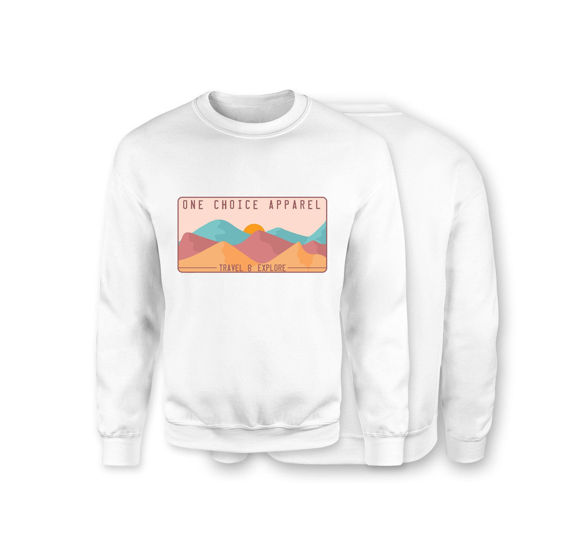 Mountain Scene Sweatshirt - Organic Cotton Sweatshirt - Front Print - One Choice Apparel