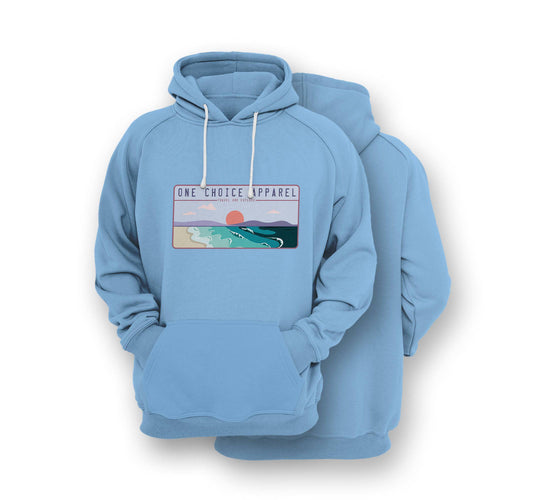 Sustainable Hoodie - Beach Scene Hoodie - Front Print - One Choice Apparel