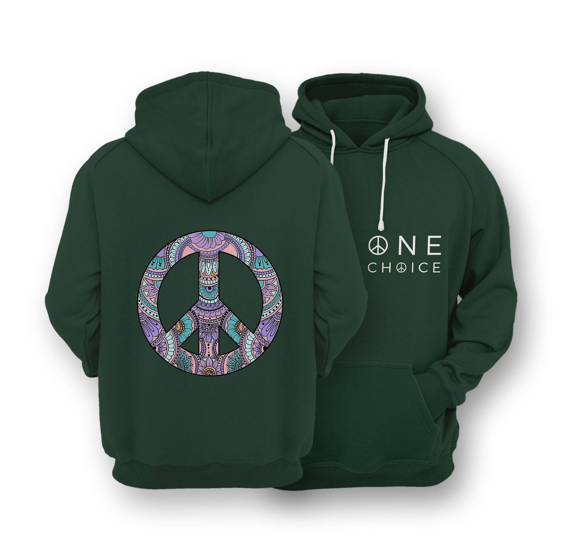 Sustainable Hoodie - Patterned Peace Sign - One Choice Apparel