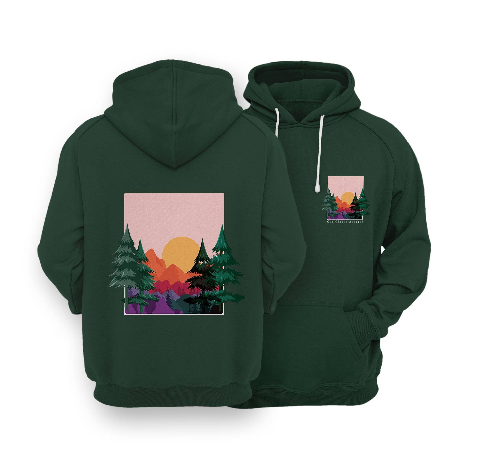 Sustainable Hoodie - Sun & Mountains - One Choice Apparel
