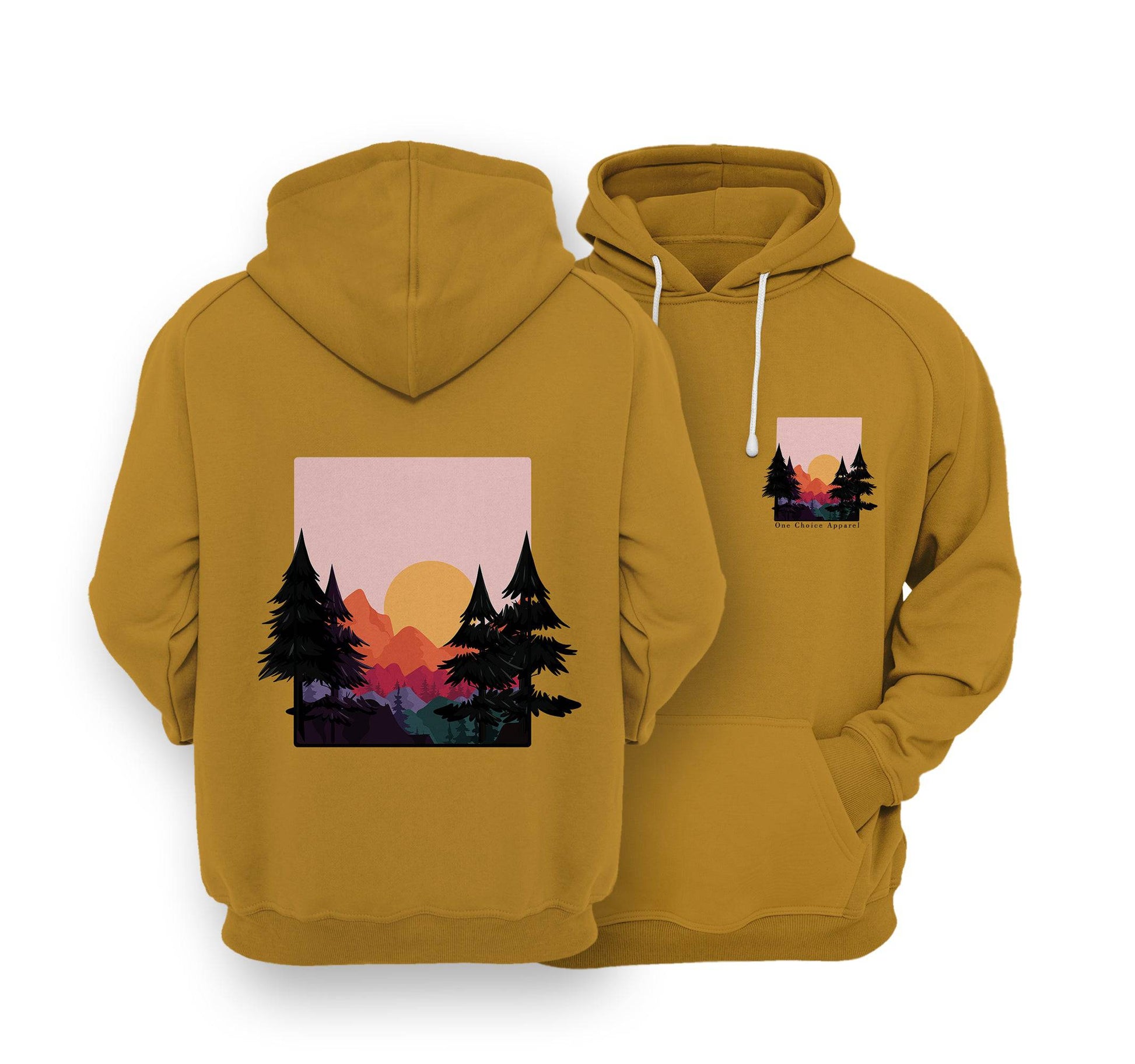 Sustainable Hoodie - Sun & Mountains - One Choice Apparel