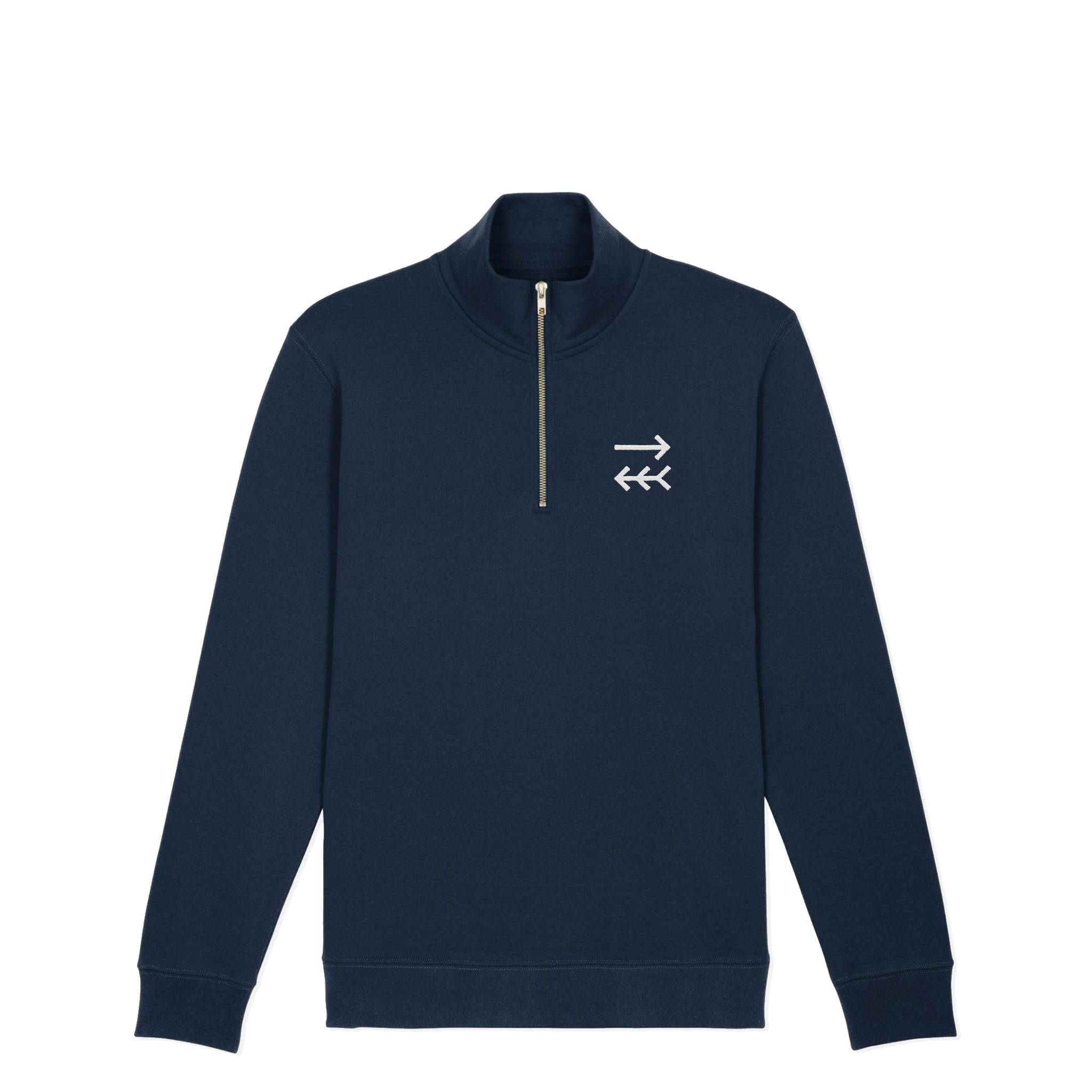 Tribe Core Navy Quarter Zip Sweatshirt - Organic Cotton - One Choice Apparel