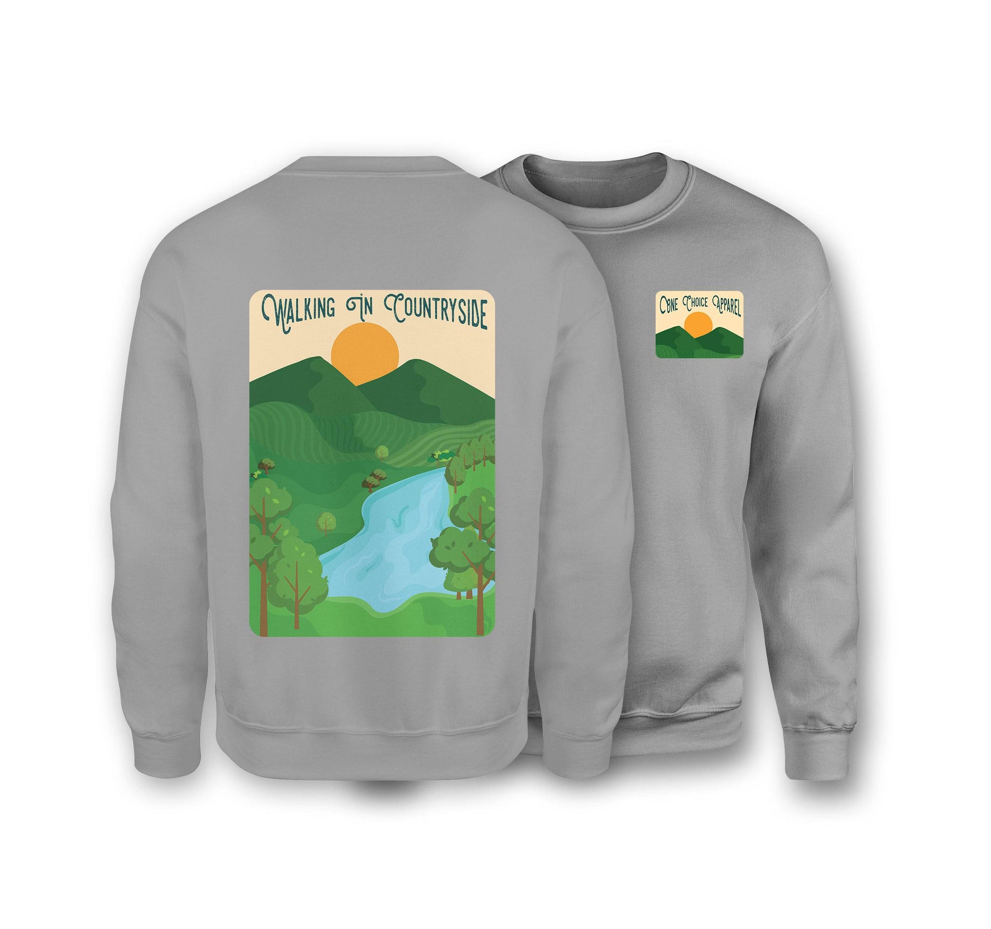 Walking In Countryside Sweatshirt - Organic Cotton Sweatshirt - One Choice Apparel