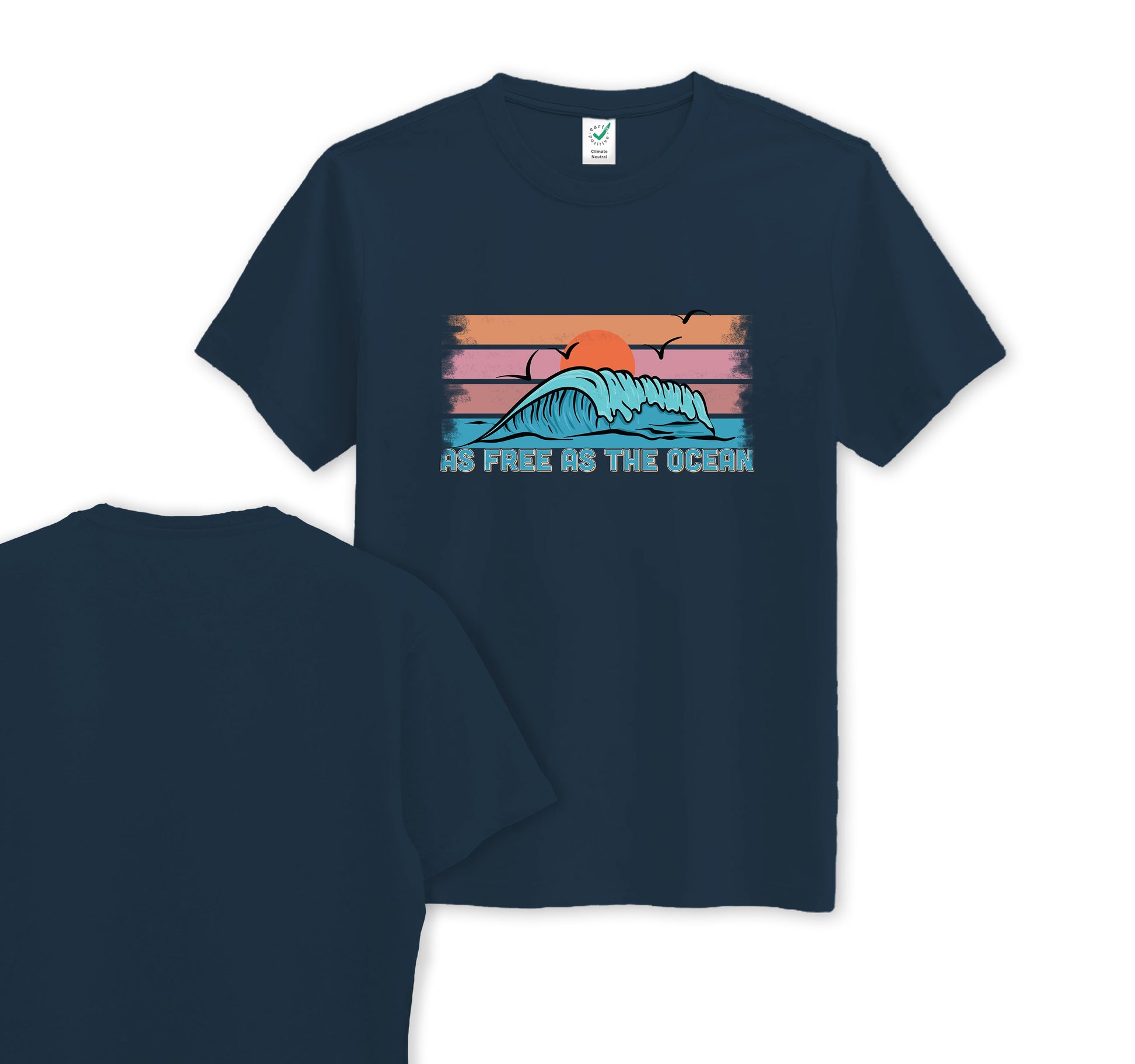 As Free As The Ocean - Organic Cotton Tee - Front Print - One Choice Apparel