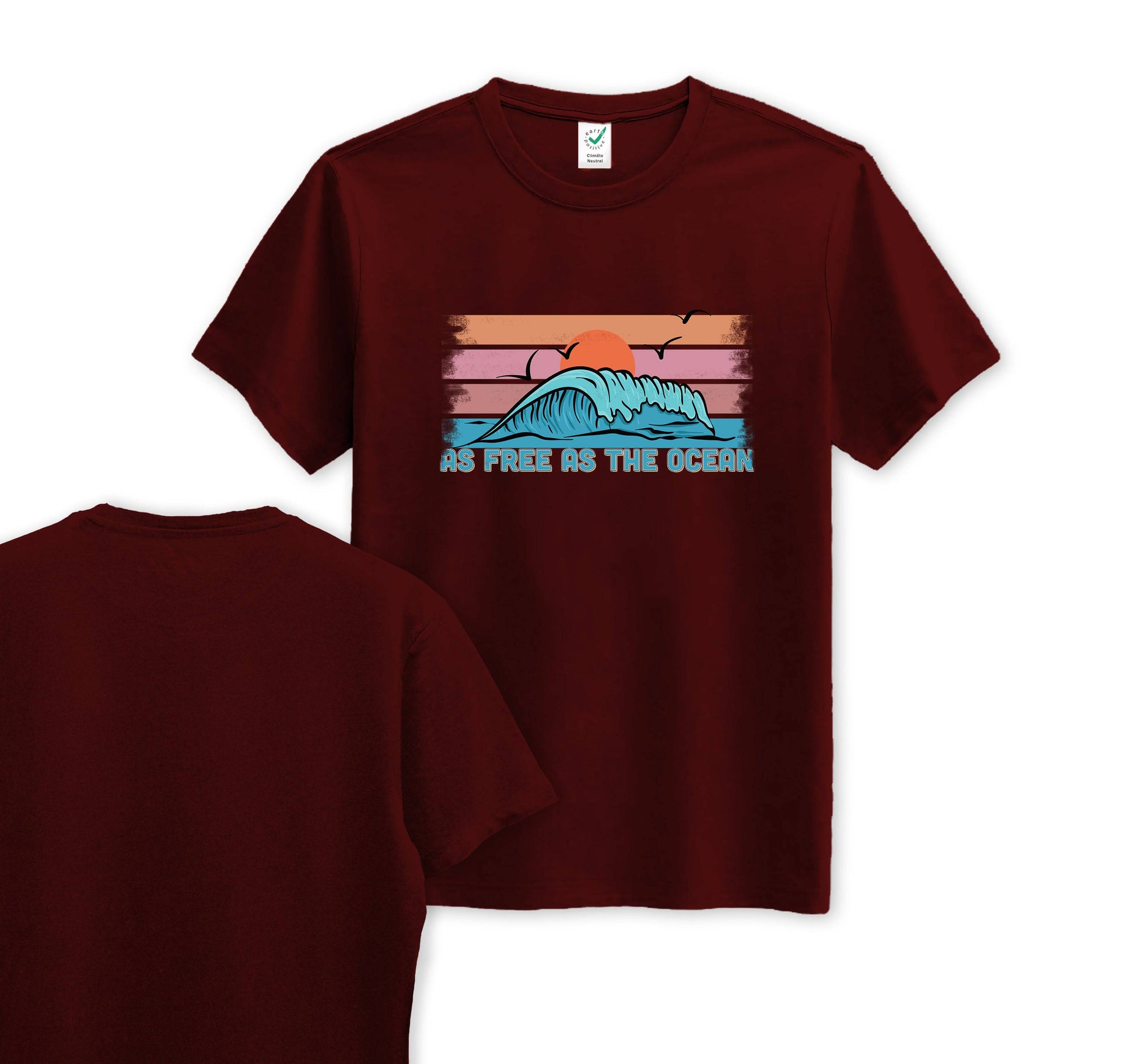 As Free As The Ocean - Organic Cotton Tee - Front Print - One Choice Apparel