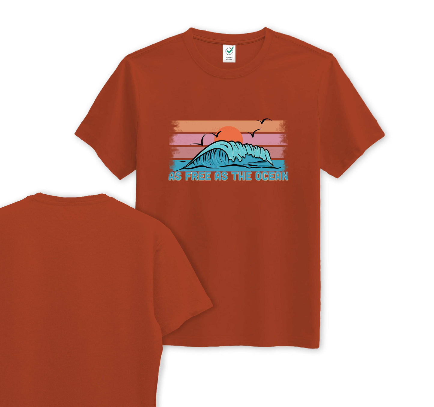 As Free As The Ocean - Organic Cotton Tee - Front Print - One Choice Apparel
