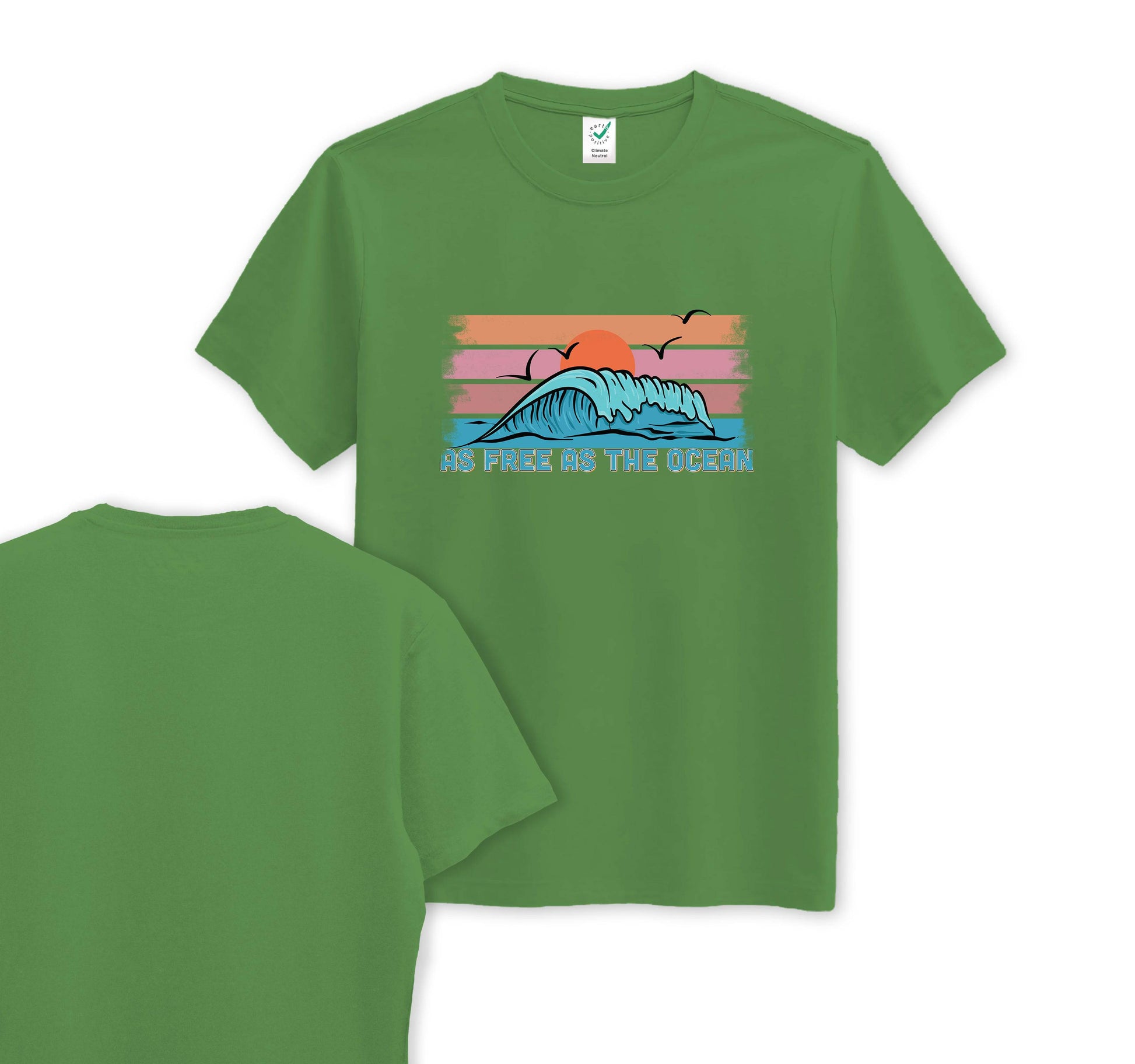 As Free As The Ocean - Organic Cotton Tee - Front Print - One Choice Apparel