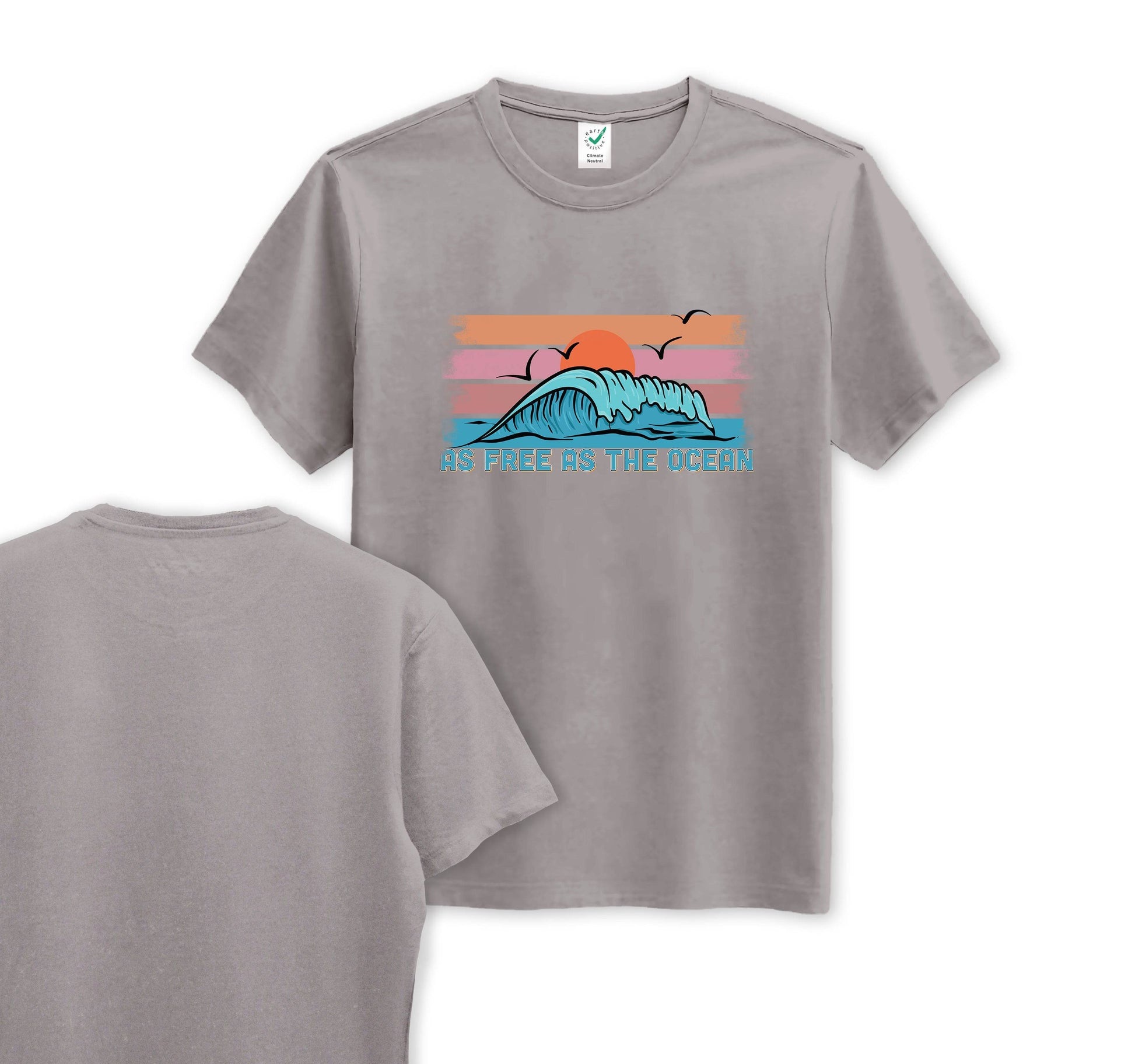 As Free As The Ocean - Organic Cotton Tee - Front Print - One Choice Apparel