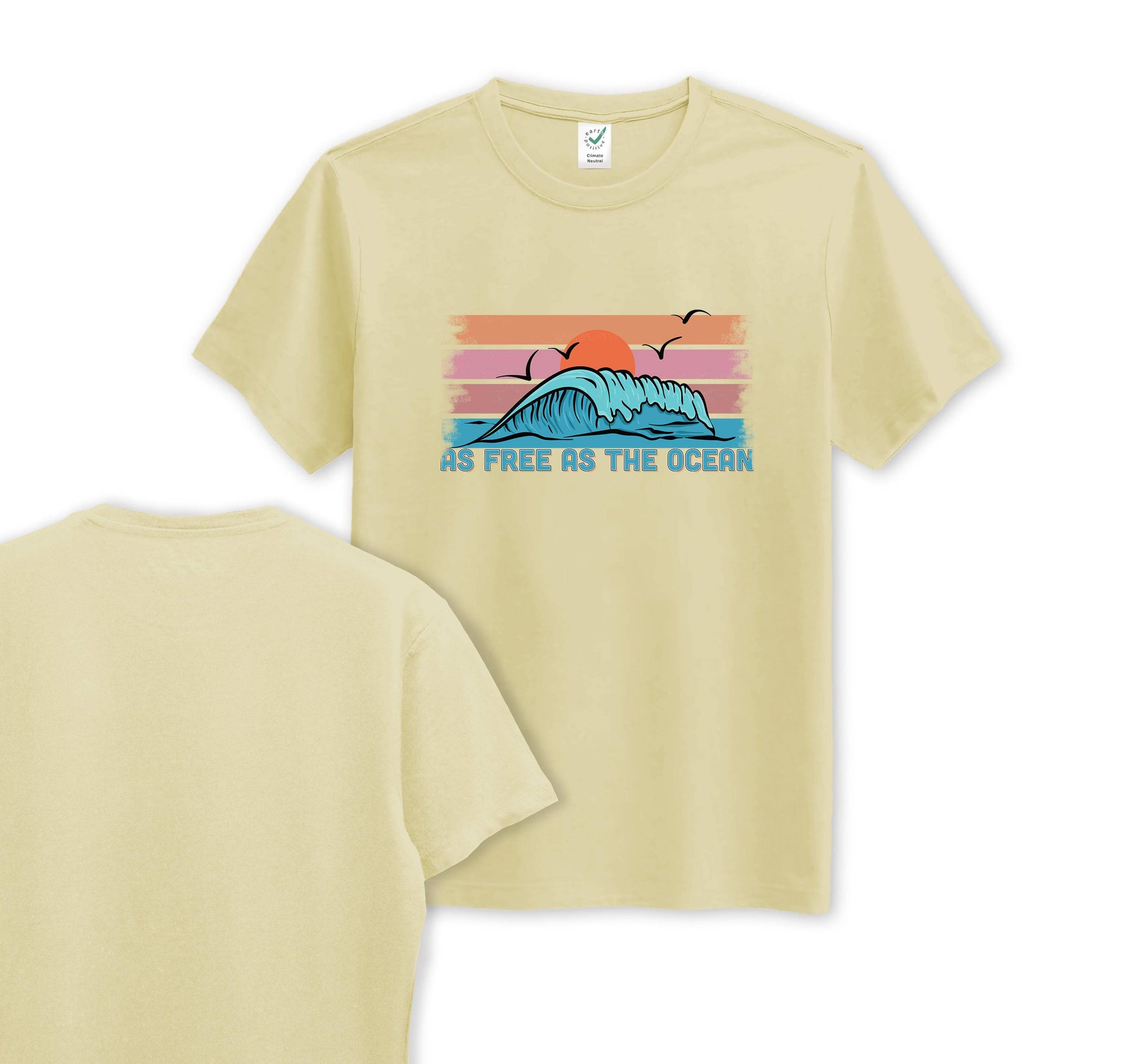 As Free As The Ocean - Organic Cotton Tee - Front Print - One Choice Apparel