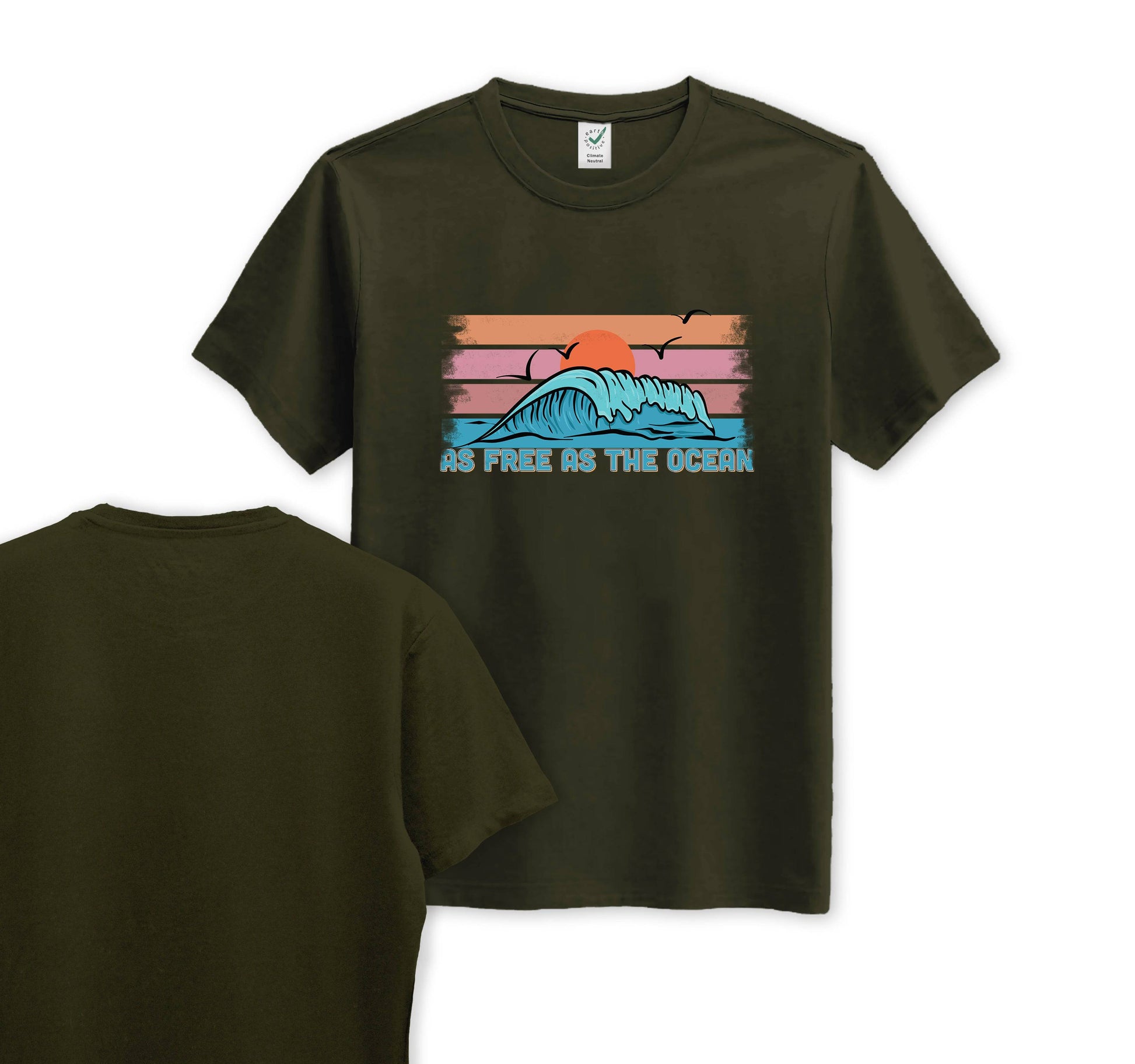 As Free As The Ocean - Organic Cotton Tee - Front Print - One Choice Apparel