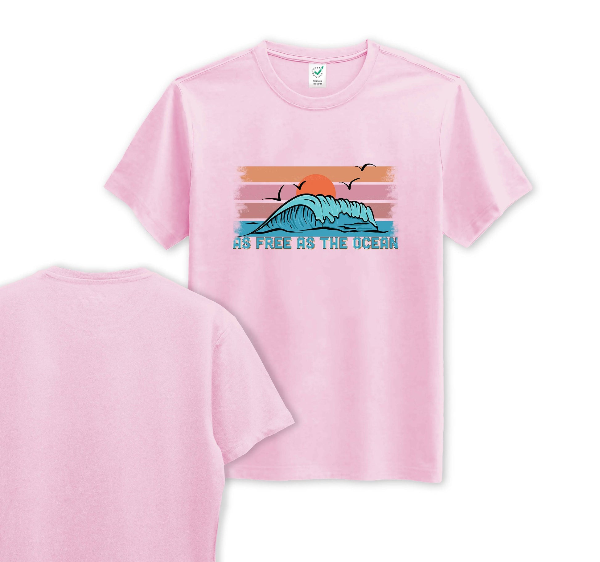 As Free As The Ocean - Organic Cotton Tee - Front Print - One Choice Apparel