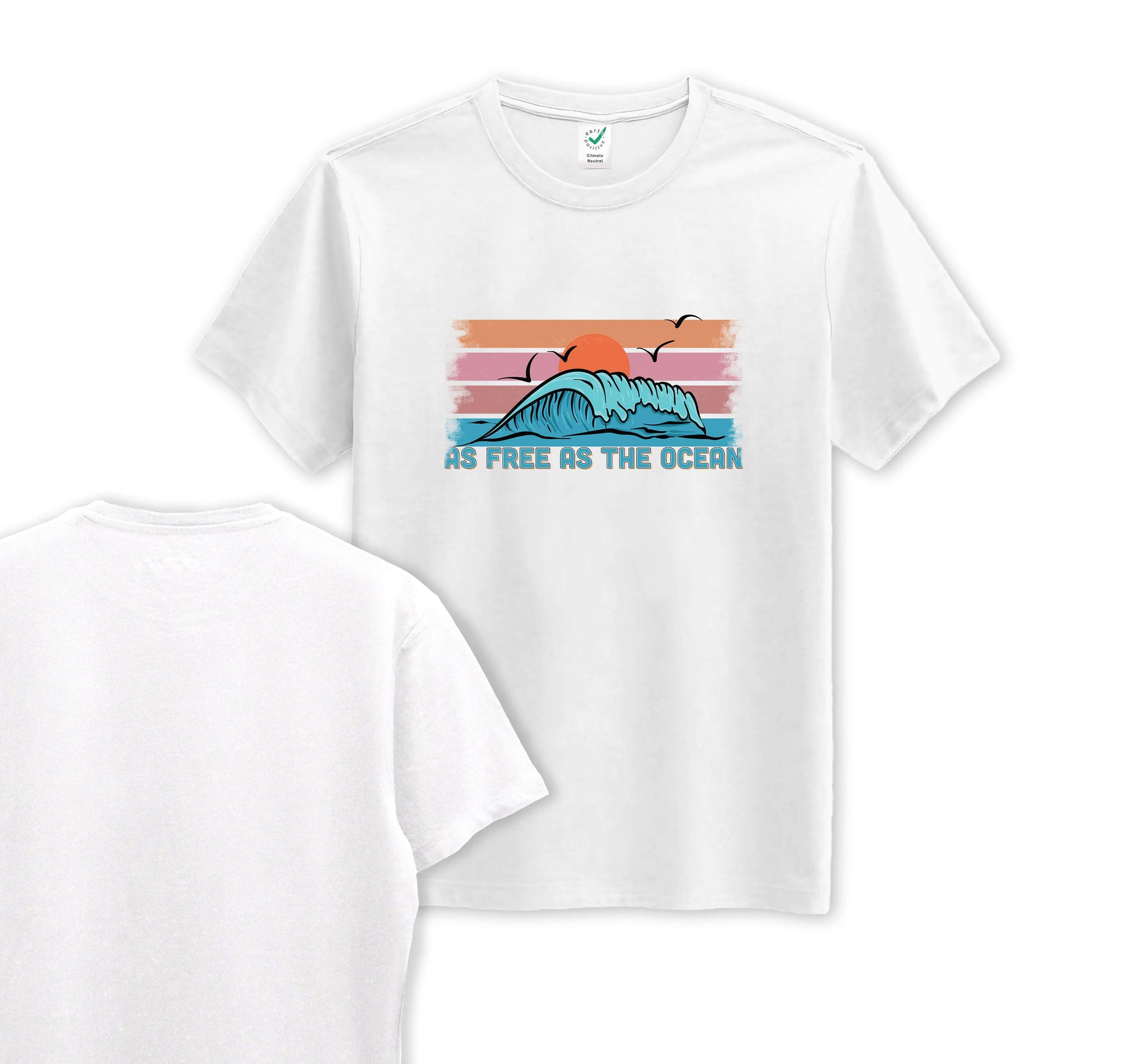 As Free As The Ocean - Organic Cotton Tee - Front Print - One Choice Apparel