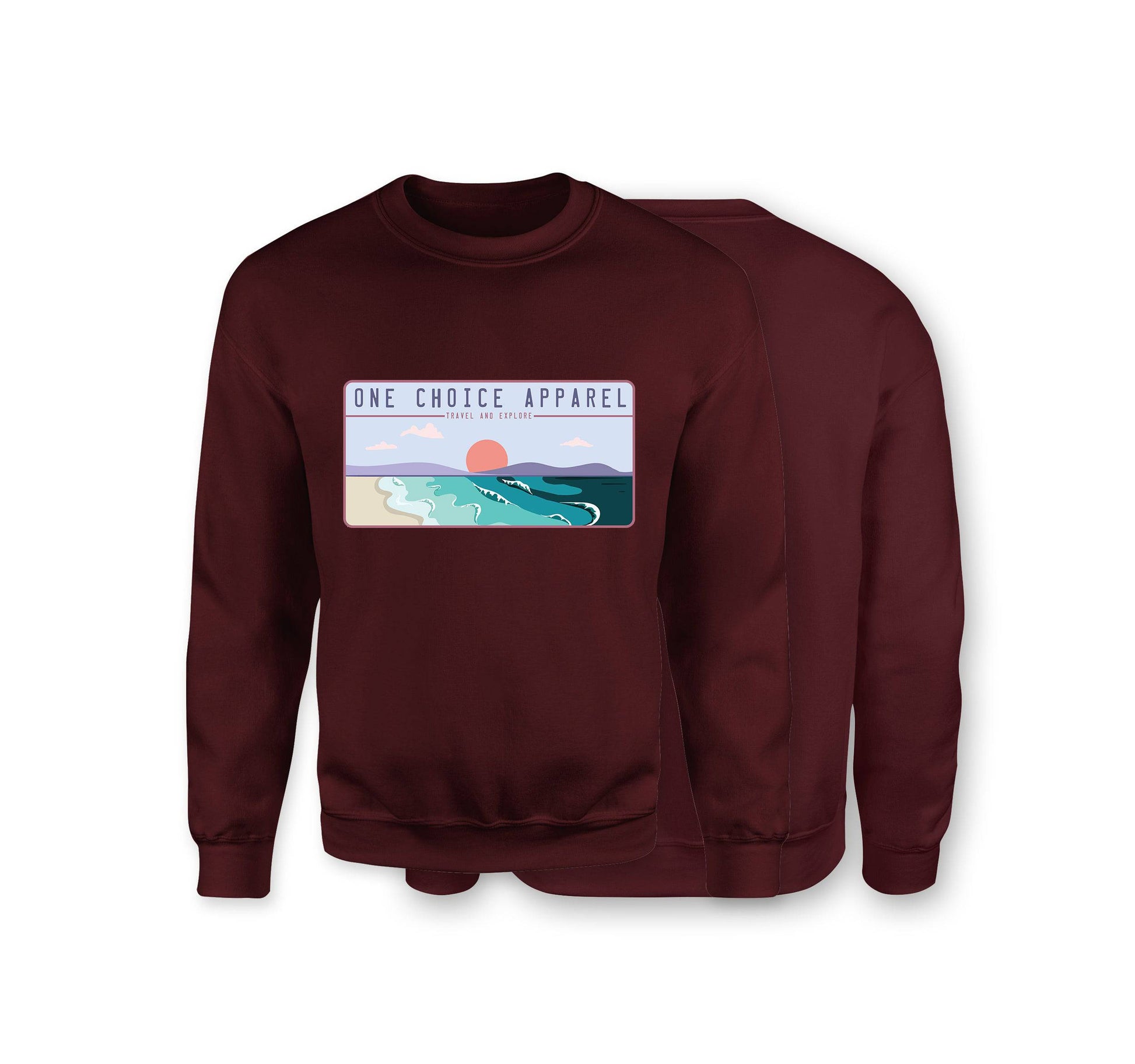 Beach Scene Sweatshirt - Organic Cotton Sweatshirt - Front Print - One Choice Apparel