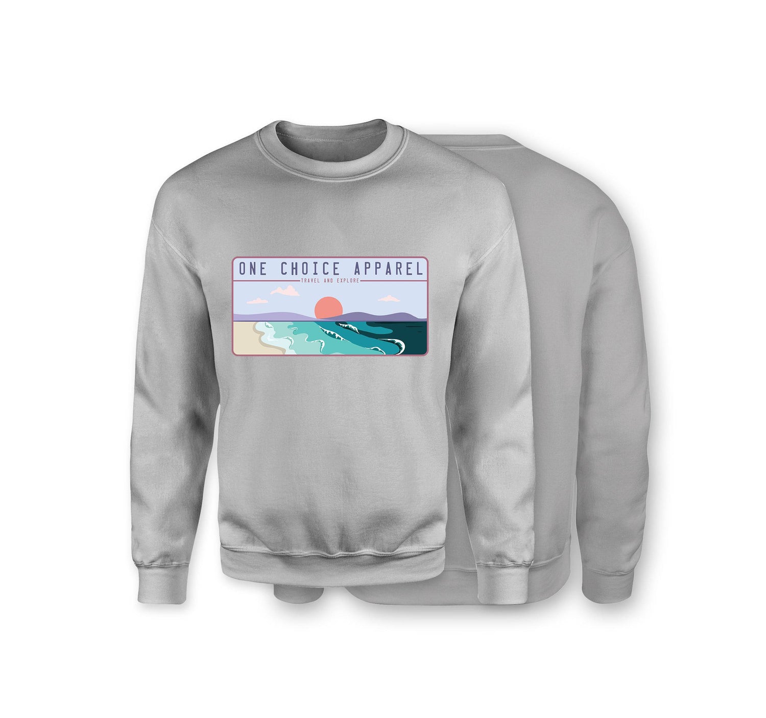 Beach Scene Sweatshirt - Organic Cotton Sweatshirt - Front Print - One Choice Apparel