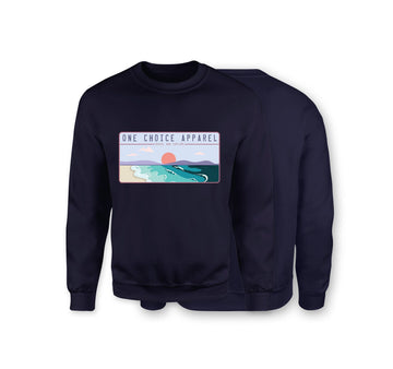 Beach Scene Sweatshirt - Organic Cotton Sweatshirt - Front Print - One Choice Apparel