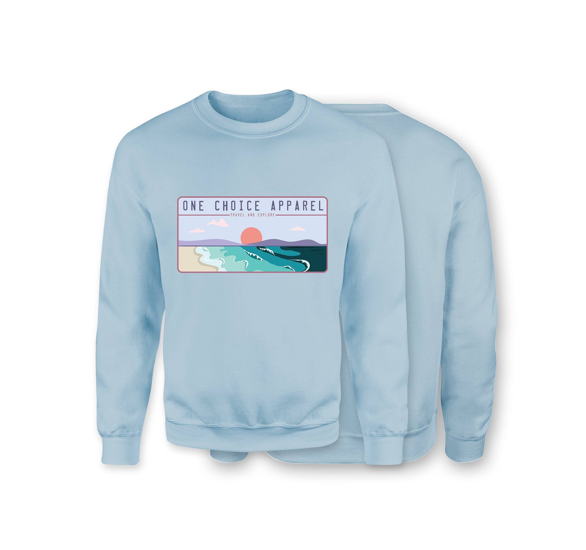 Beach Scene Sweatshirt - Organic Cotton Sweatshirt - Front Print - One Choice Apparel