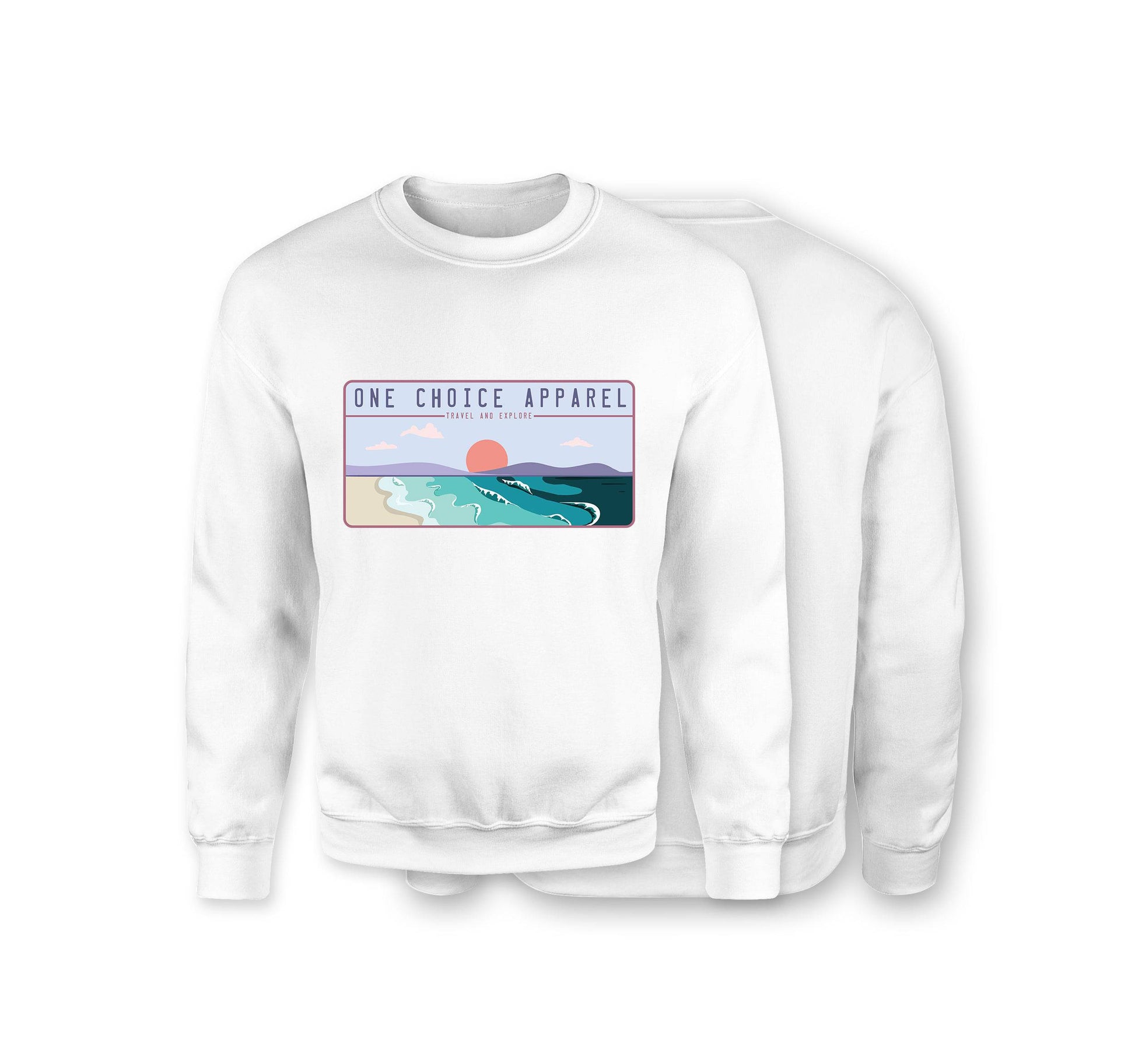 Beach Scene Sweatshirt - Organic Cotton Sweatshirt - Front Print - One Choice Apparel