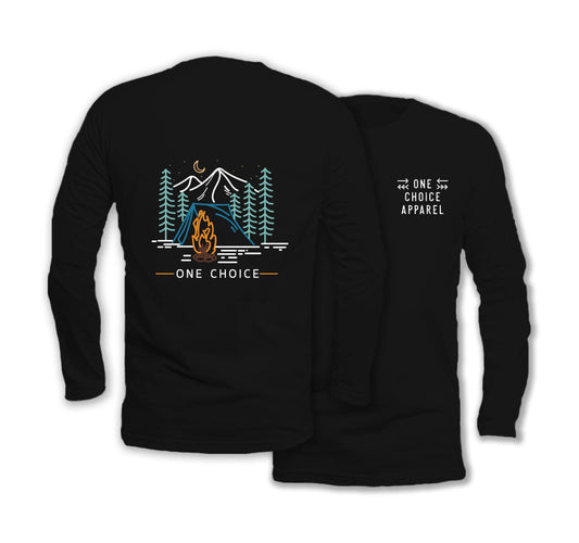 Bonfire Scene - Long Sleeve Organic Cotton T-Shirt - One Choice Apparel