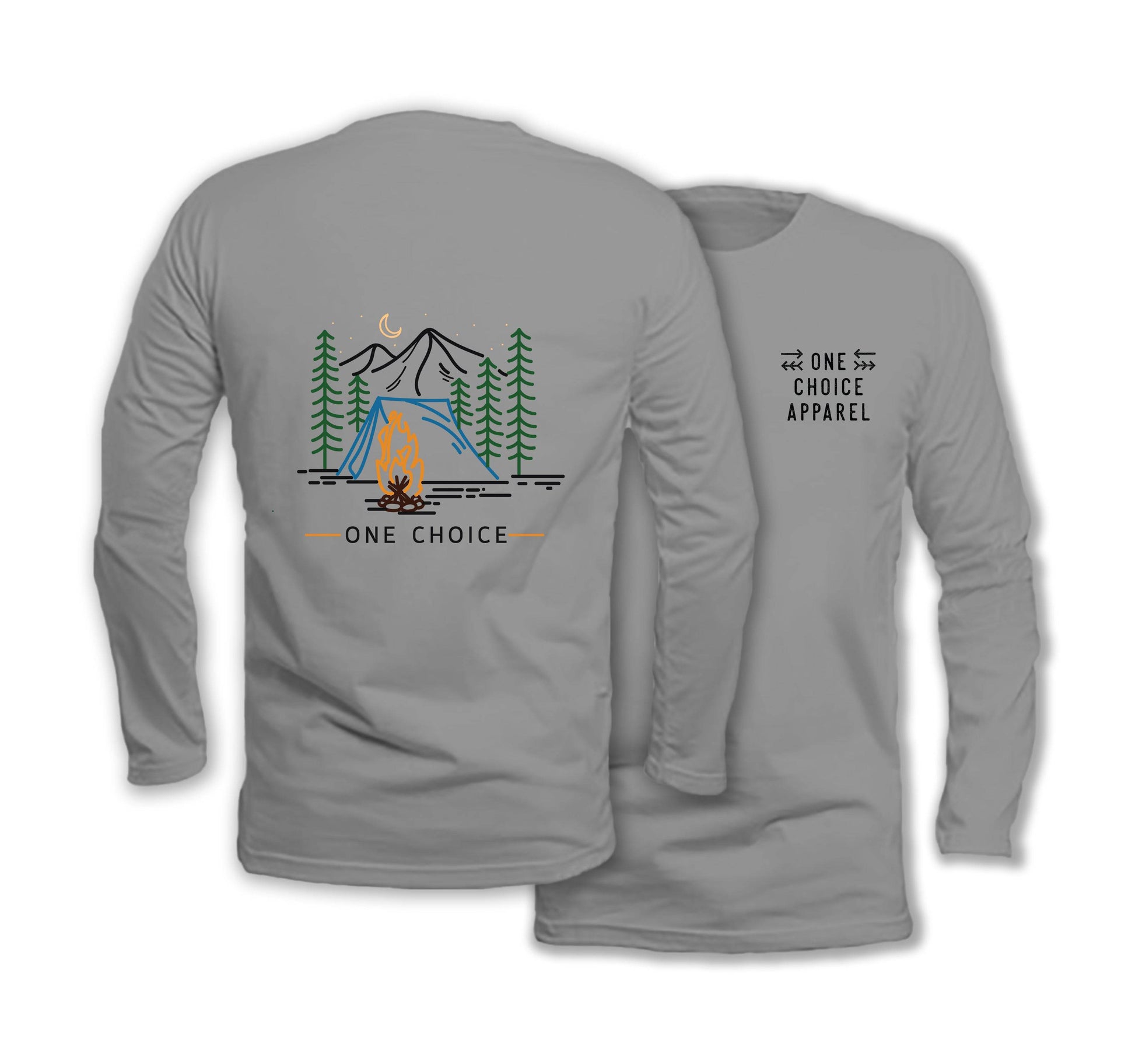 Bonfire Scene - Long Sleeve Organic Cotton T-Shirt - One Choice Apparel